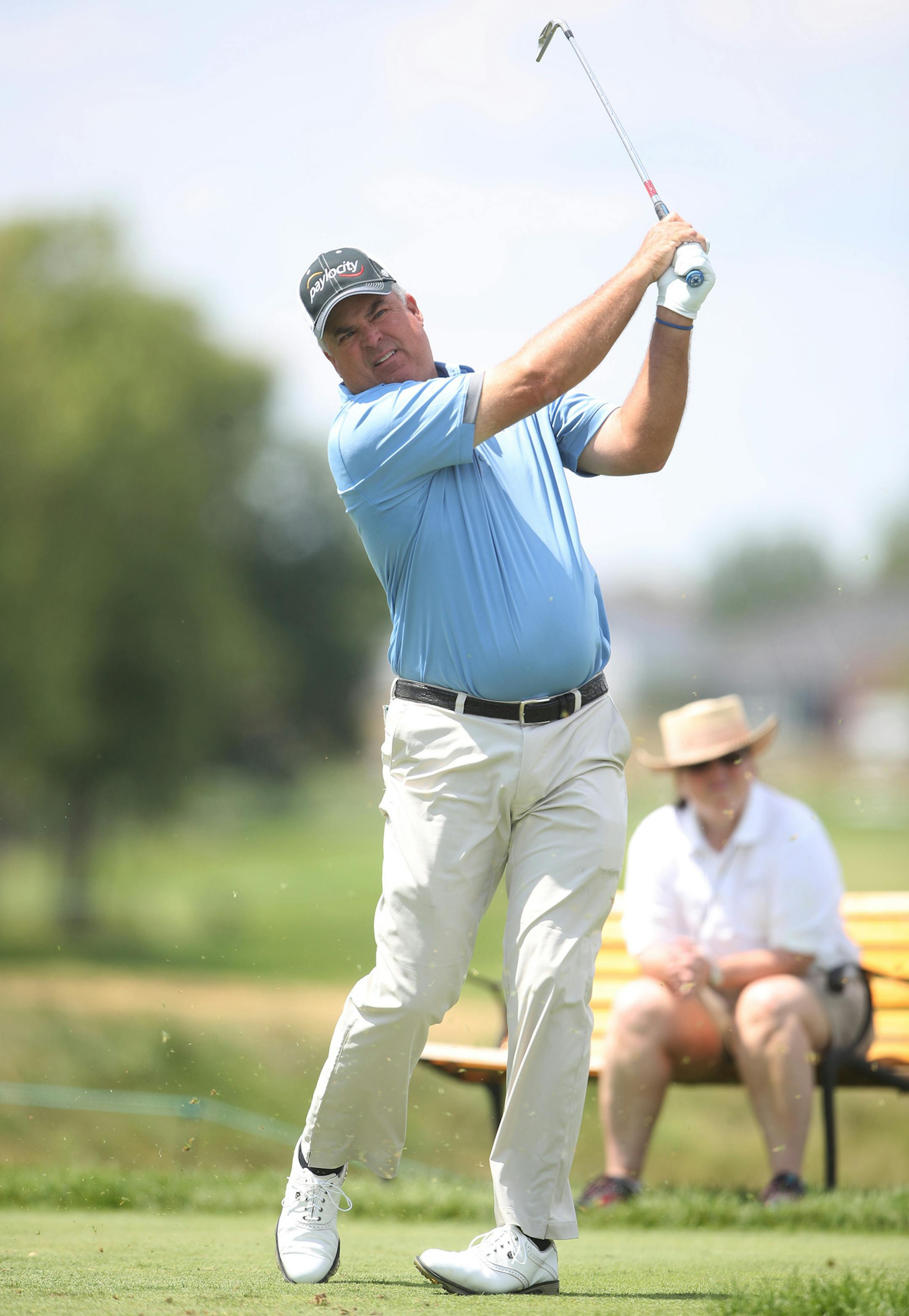 Kenny Perry hit a shot of the second tee during the EMC Pro-Am competition at the Tournament Players Club Wednesday August 2, 2017 in Blaine, MN. ] JERRY HOLT ï jerry.holt@startribune.com