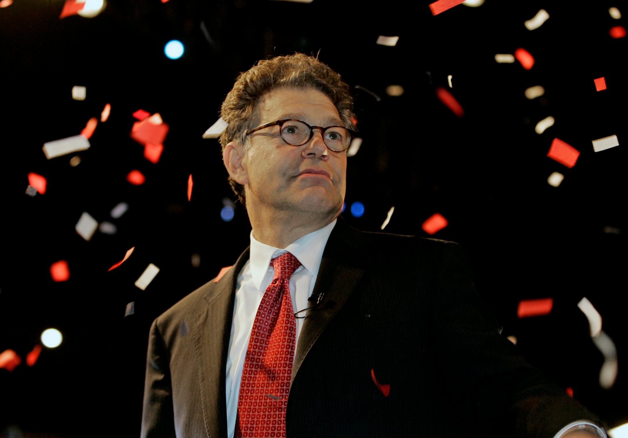 Confetti fell around Al Franken after he accepted the Democratic endorsement for U.S. Senate last June.