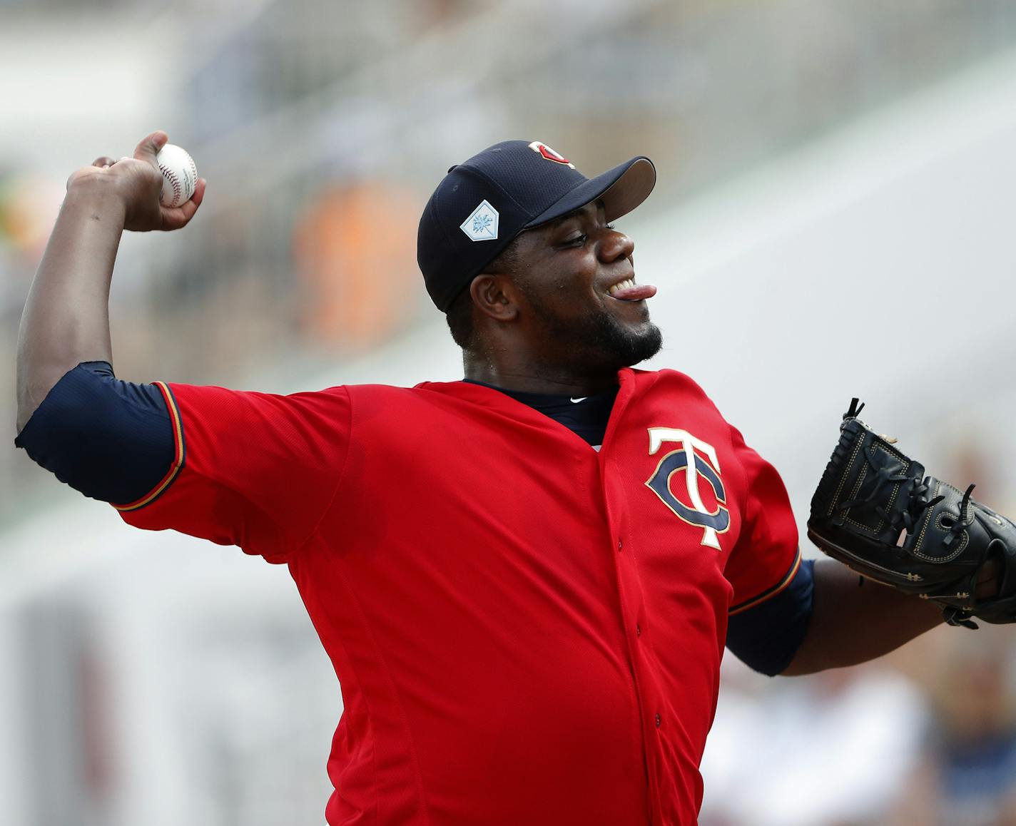 Minnesota Twins starting pitcher Michael Pineda (35) works in the first inning of a spring training baseball game against the Colorado Rockies Tuesday, March 26, 2019, in Fort Myers, Fla. (AP Photo/John Bazemore)