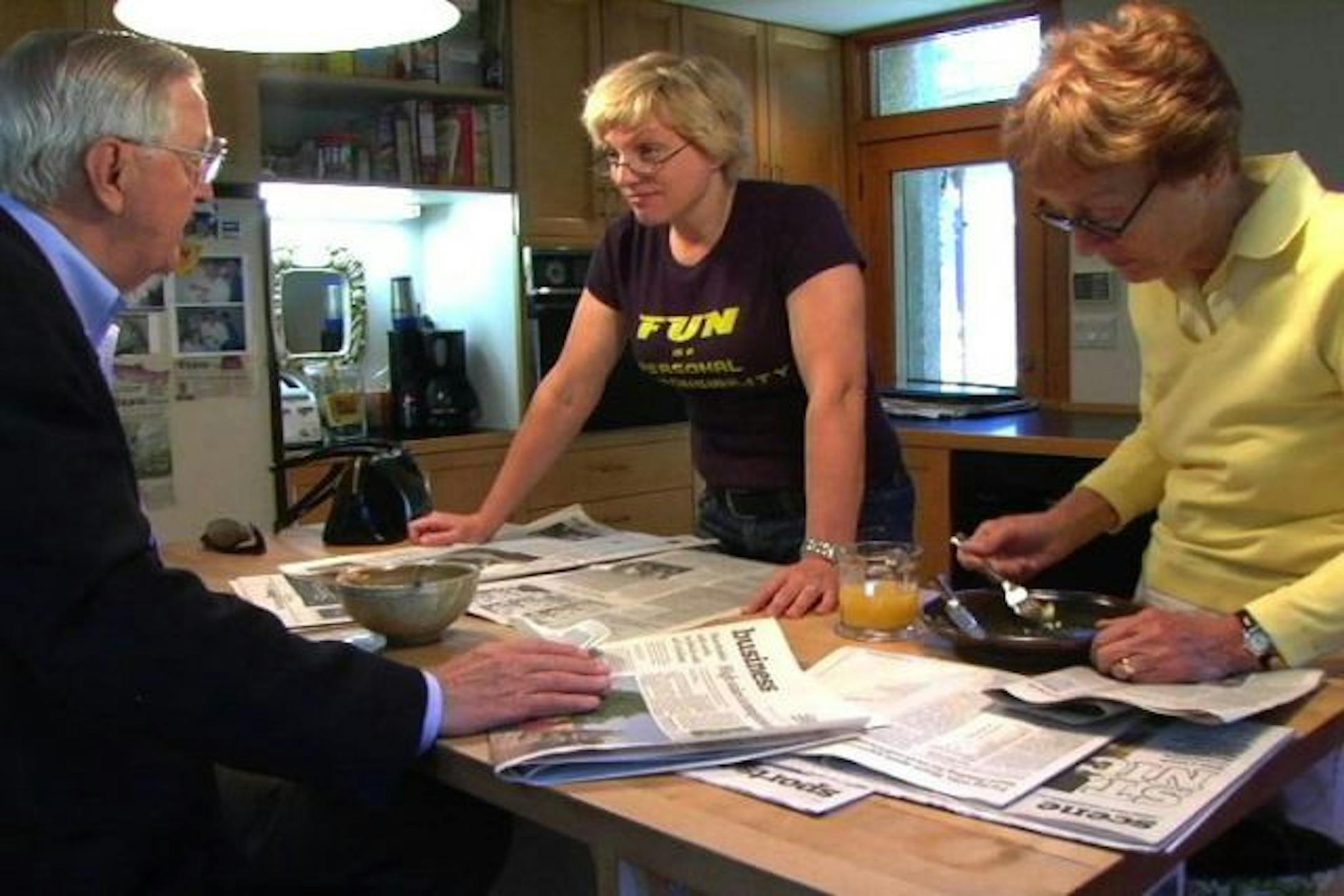 Eleanor Mondale had breakfast with her parents, Walter and Joan, in a shot from "Fritz: The Walter Mondale Story". "I'm so thankful that this was my dad, an honest, hard-working man who cared about people," his daughter said.