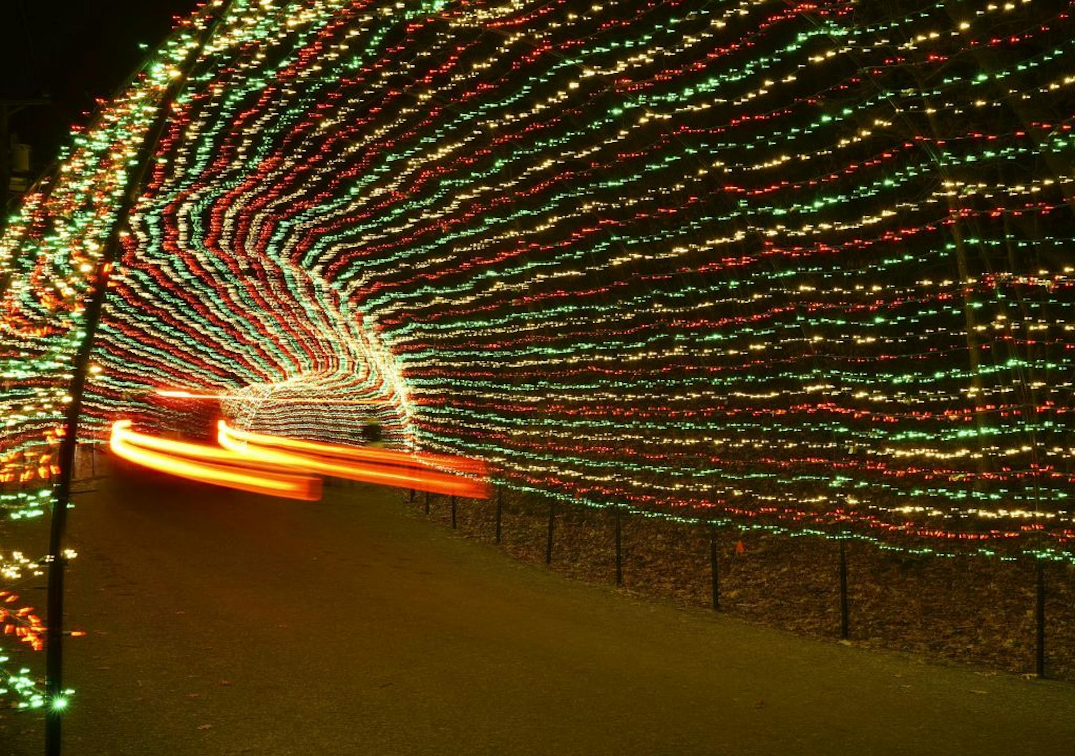 The 540 foot long tunnel at the entrance is lit with 220,000 bulbs.