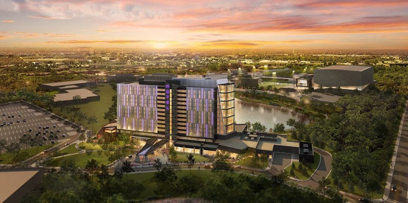 Artist's rendering of the hotel being built near the Vikings' headquarters in Eagan.