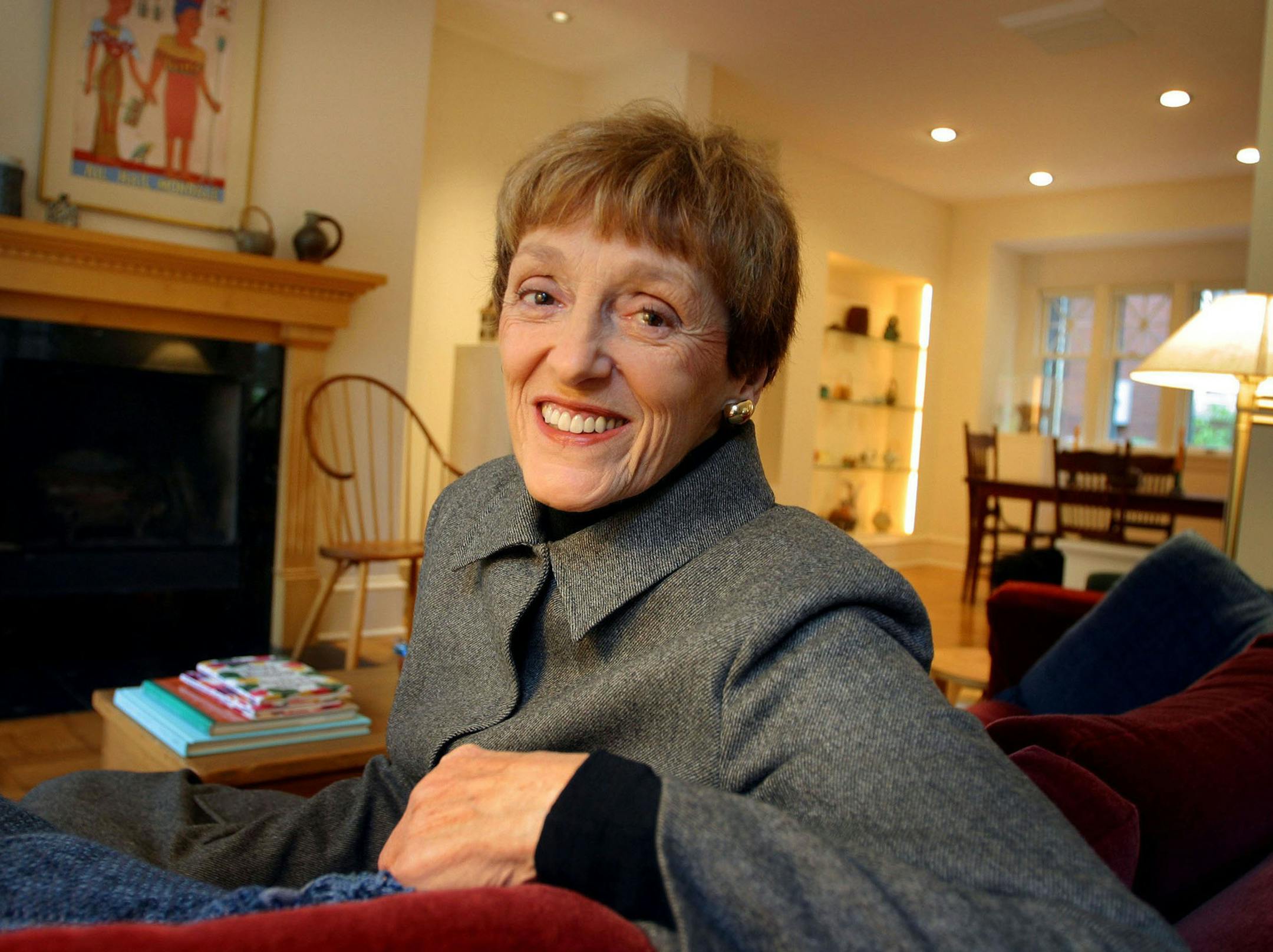 Joan Mondale, the wife of former vice president Walter Mondale, is seen at her home in Minneapolis in this Oct. 30, 2002, file photo. Joan died Monday afternoon on Feb. 3, 2014, surrounded by her husband, sons and family members.