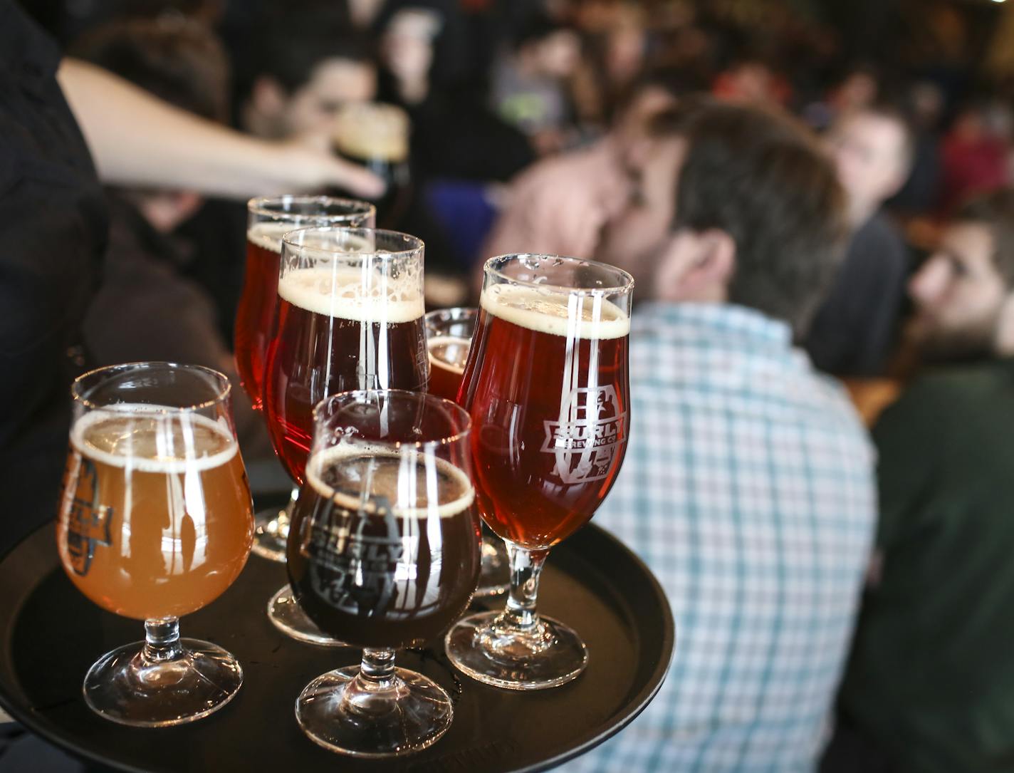 Beers at the Surly brew-pub tap room public grand opening in Minneapolis, Minn. on Friday, December 19, 2014. ] REN&#xc9;E JONES SCHNEIDER reneejones@startribune.com