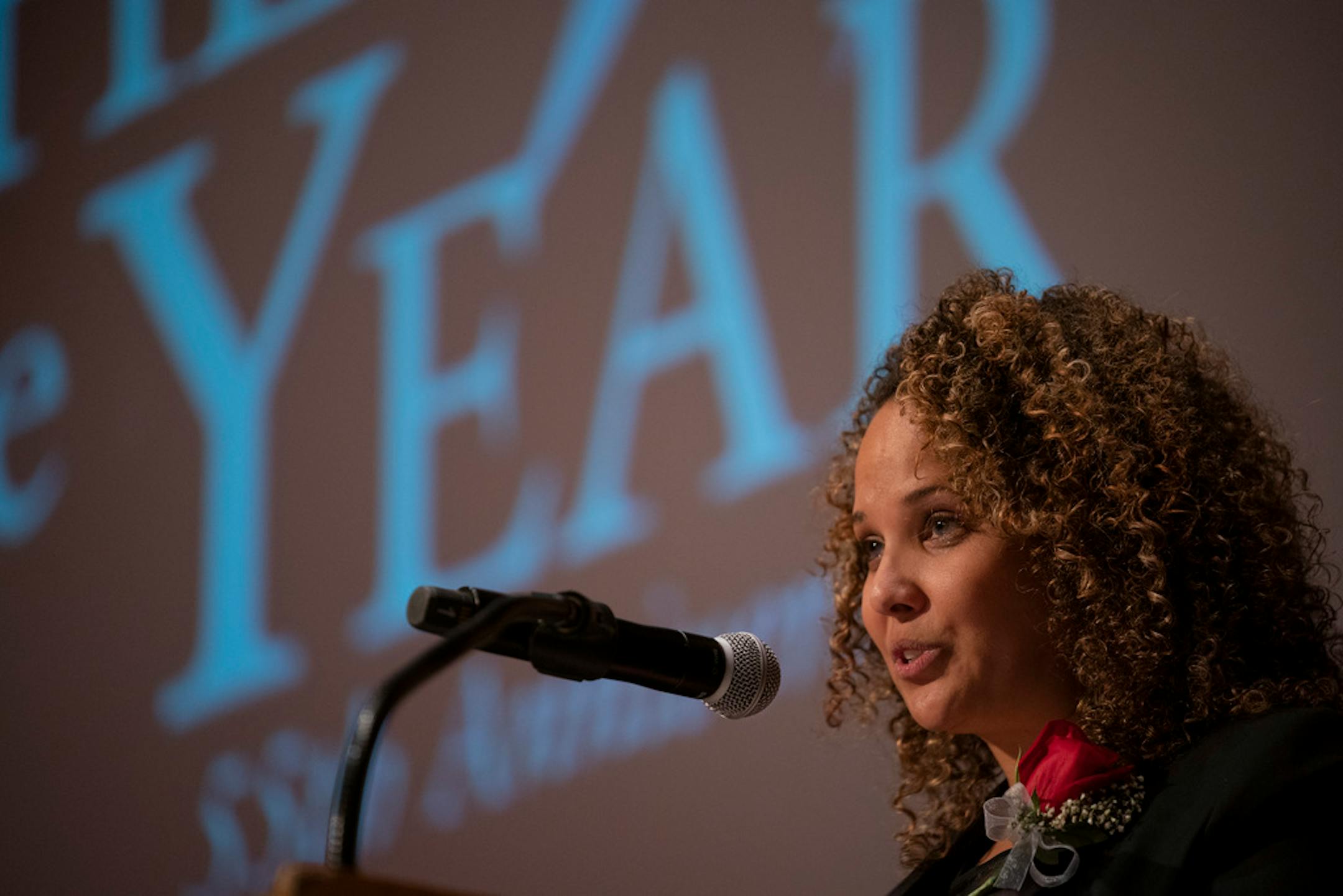 Jessica Davis, the 2019 Minnesota Teacher of the Year, delivered her acceptance speech after she was given the honor.