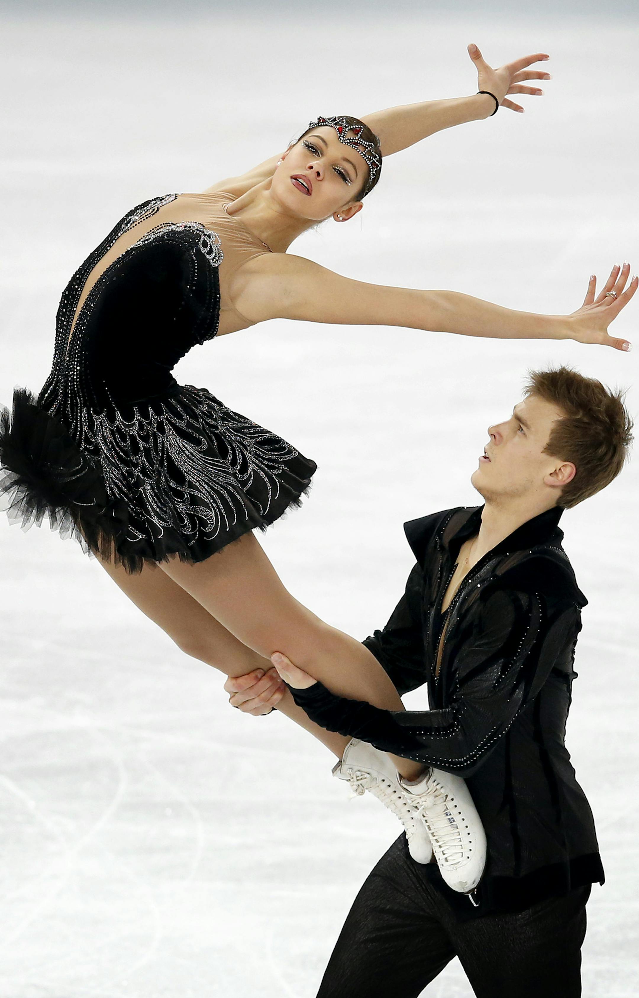 Elena Ilinykh and Nikita Katsalapov of Russia performed during Monday's free dance competition. ] CARLOS GONZALEZ cgonzalez@startribune.com - February 17, 2013, Sochi, Russia, Sochi 2014 Winter Olympics, Iceberg Skating Palace, Ice Dance Free Dance ORG XMIT: MIN1402171411021524