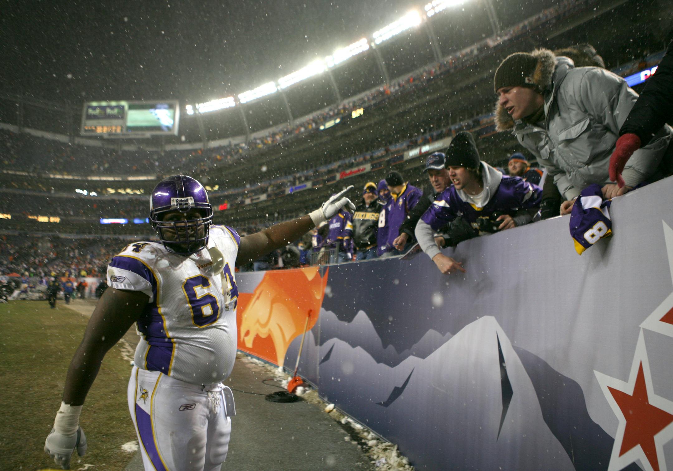 After his team lost in overtime Sunday afternoon, Anthony Herrera of the Vikings went along the front row of the stadium and thanked everyone wearing a Vikings' jersey for their support.