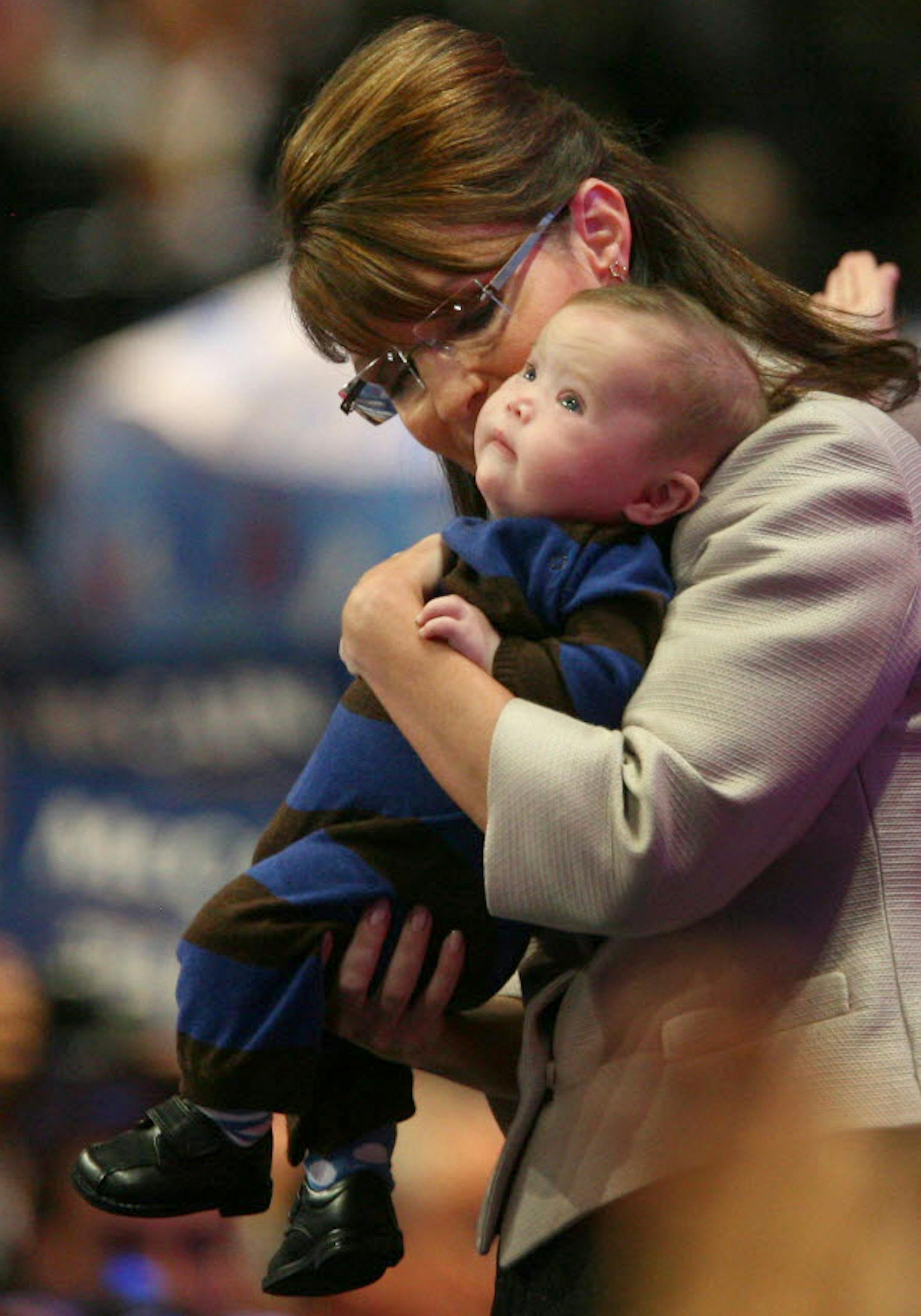 Sarah Palin held her youngest son, Trig, at the Republican National Convention.