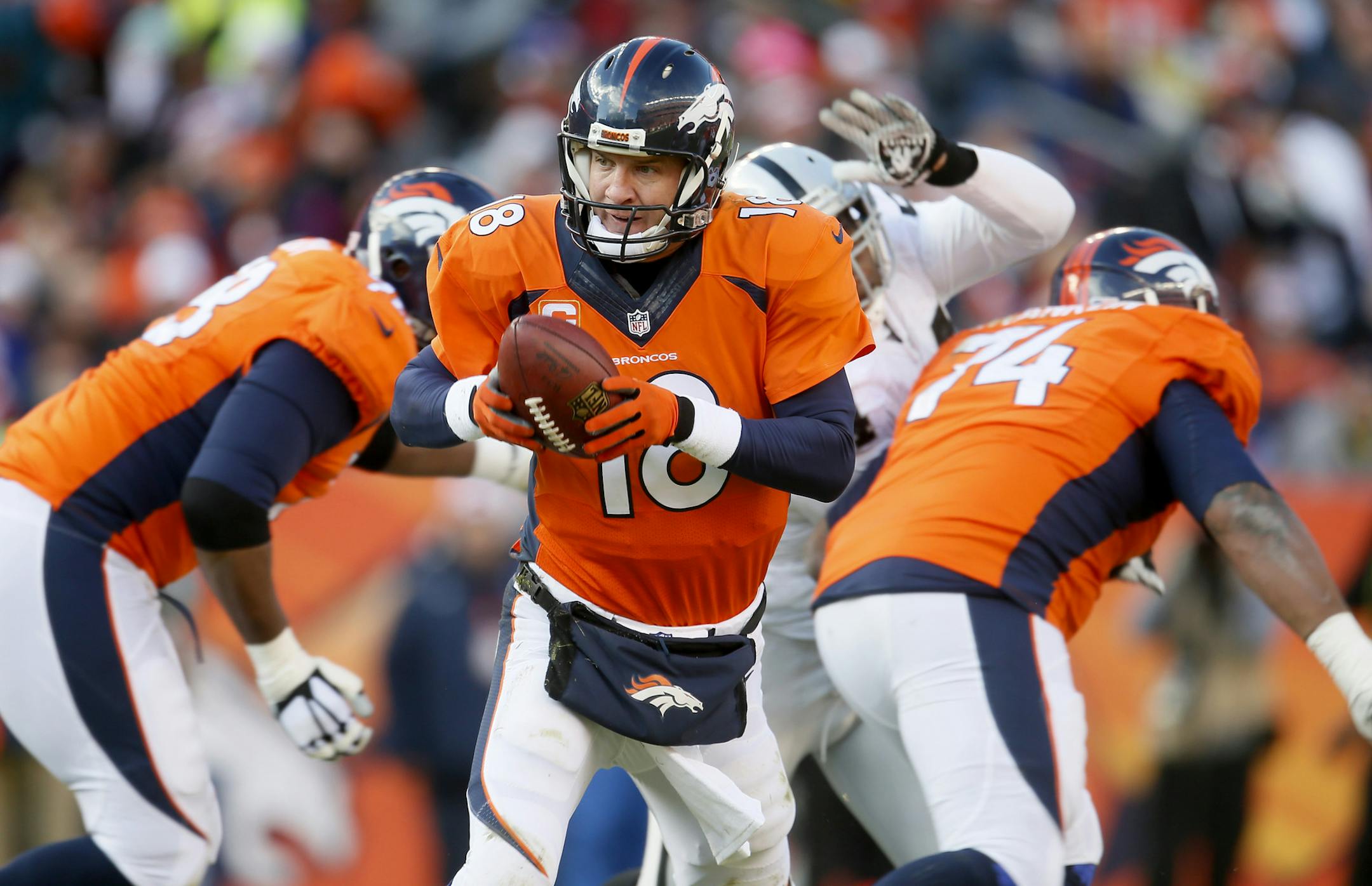 Denver Broncos quarterback Peyton Manning (18)
