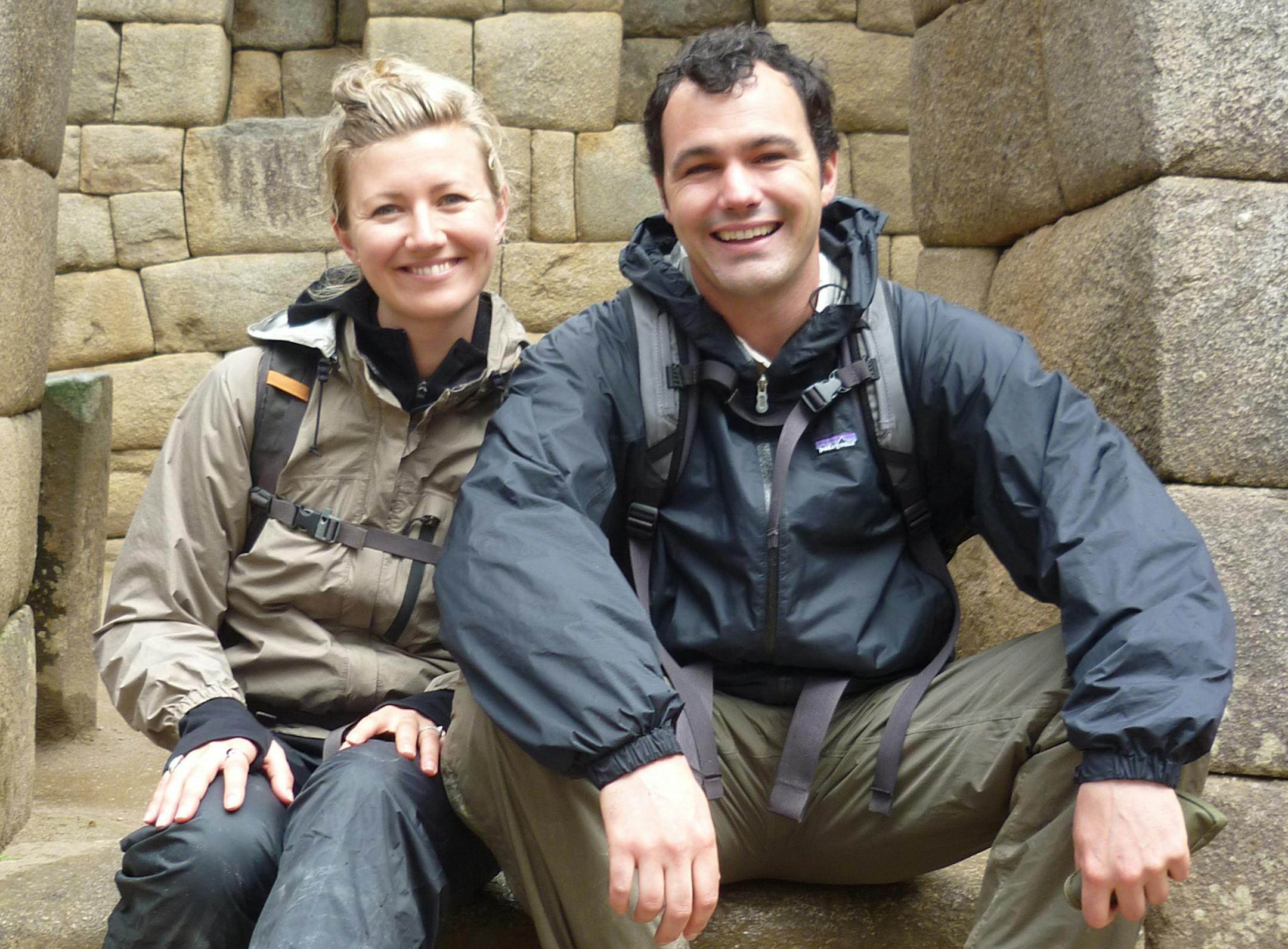 Tara and Jordan Harvey, founders of Knowmad Adventures, at Machu Picchu, Peru, in 2012.