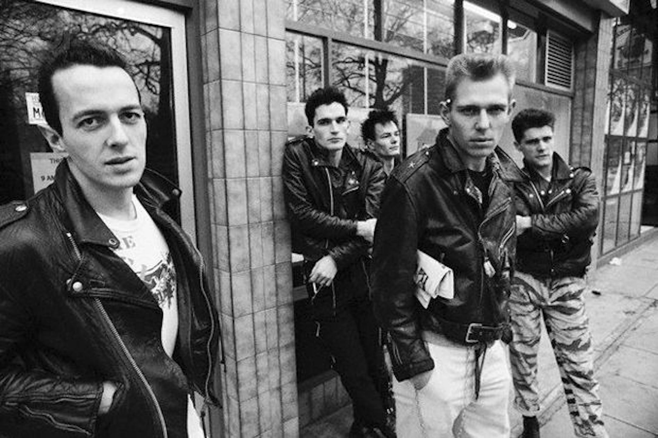 Joe Strummer and Paul Simenon (foreground) with the young guns who made up the latter-day Clas.h Photo by Mike Laye, Epic Records