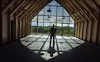 Ben Nordquist of Loeffler Construction stood in the new Tashjian Bee and Pollinator Discovery Center at The Minnesota Arboretum is almost complete Mon