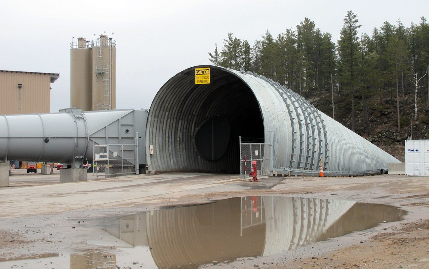 This May 8, 2014 photo shows the portal to the Eagle Mine in western Marquette County, Mich. As Minnesota wrestles with whether to approve copper and nickel mining in the northern part of the state, Gov. Mark Dayton is planning to tour the Eagle Mine on Oct. 30, 2015. (AP Photo/John Flesher) ORG XMIT: MIN2015111218023200