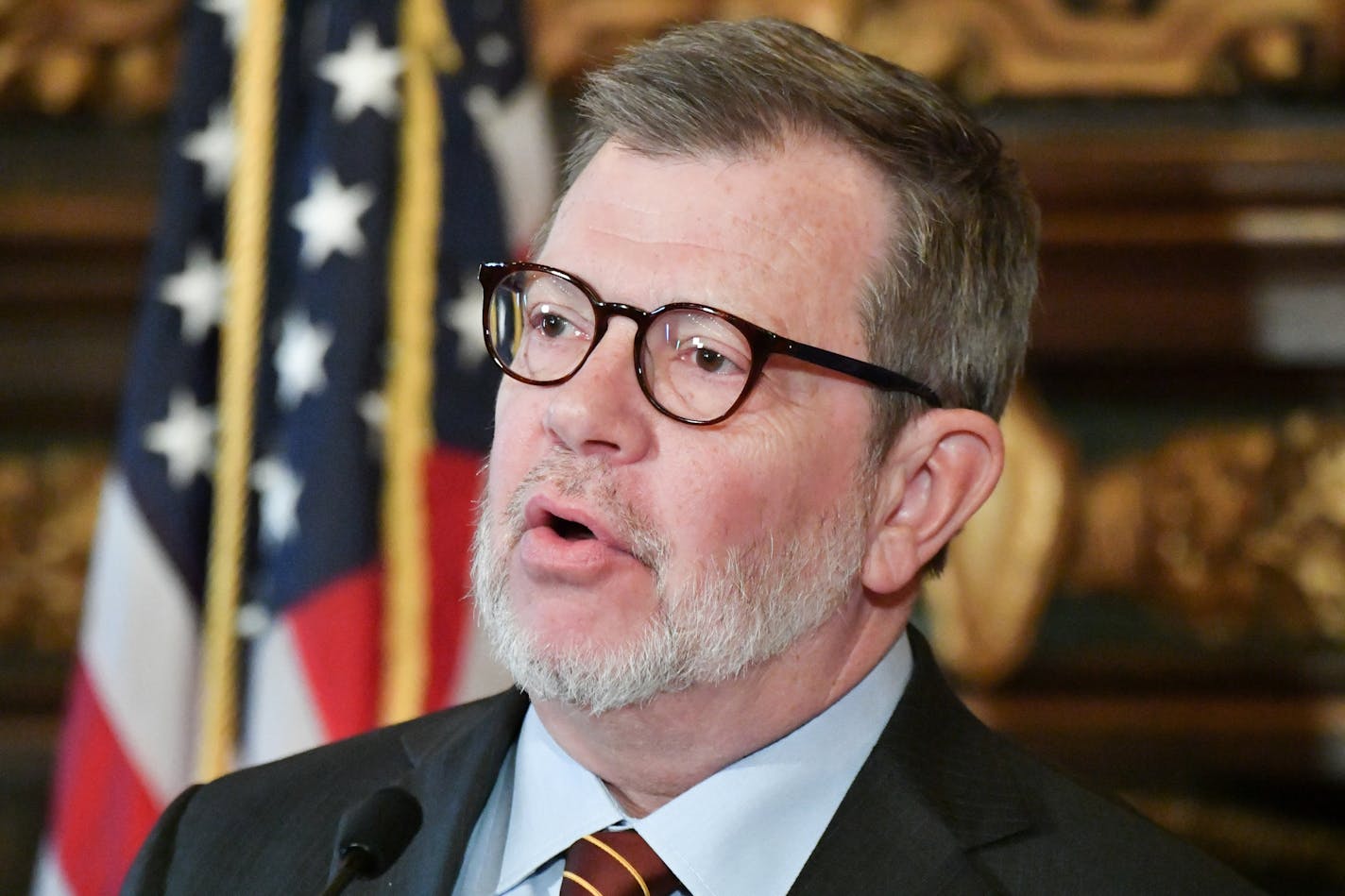 University of Minnesota President Eric Kaler. ] GLEN STUBBE &#x2022; glen.stubbe@startribune.com Tuesday, January 16, 2018 State MMB Director Myron Frans was joined by University of Minnesota President Eric Kaler and Minnesota State Chancellor Devinder Malhotra to indroduce Governor Dayton's $1.5 billion public works proposal which includes $299 million for the University of Minnesota and $243 for the Minnesota State System.