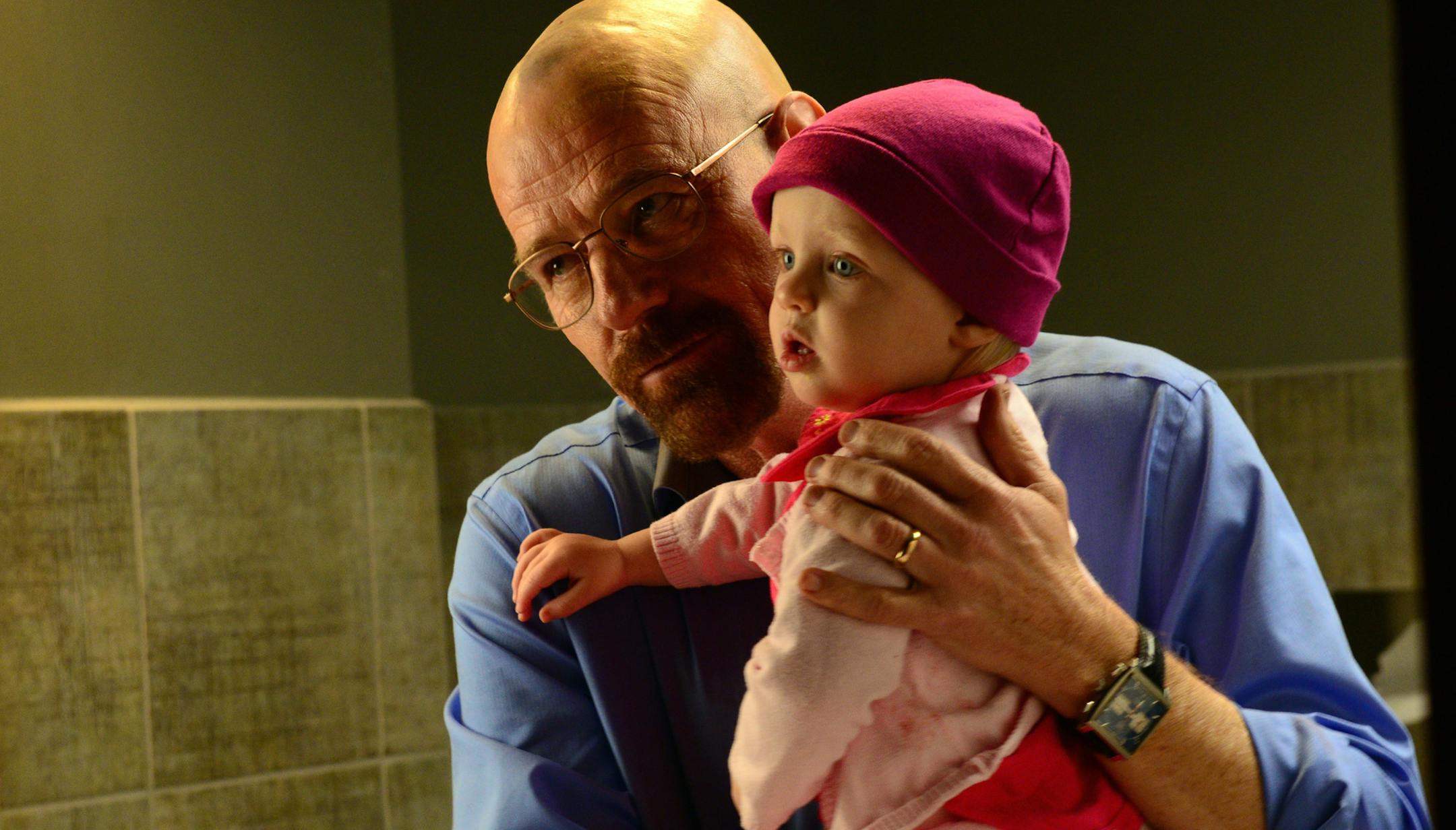 This image released by AMC shows Walter White, played by Bryan Cranston, after he abducted his daughter Holly in a scene from the season five of &#x201c;Breaking Bad.&#x201d;