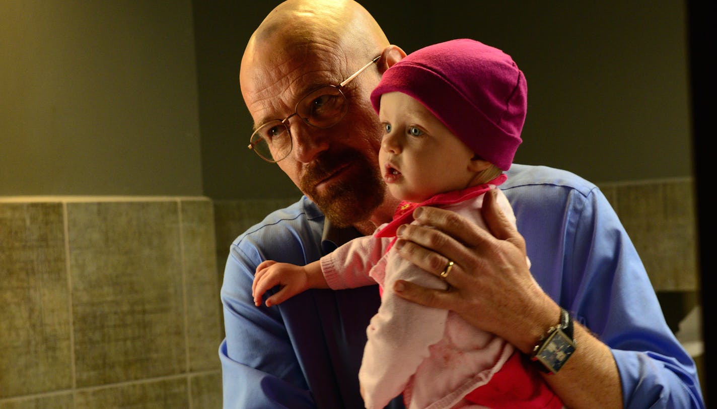 This image released by AMC shows Walter White, played by Bryan Cranston, after he abducted his daughter Holly in a scene from the season five of &#x201c;Breaking Bad.&#x201d;