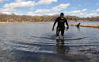 Divers from Blue Water Science and Waterfront Restorations search the area around the Christmas Lake boat launch on April 13. They found no evidence o