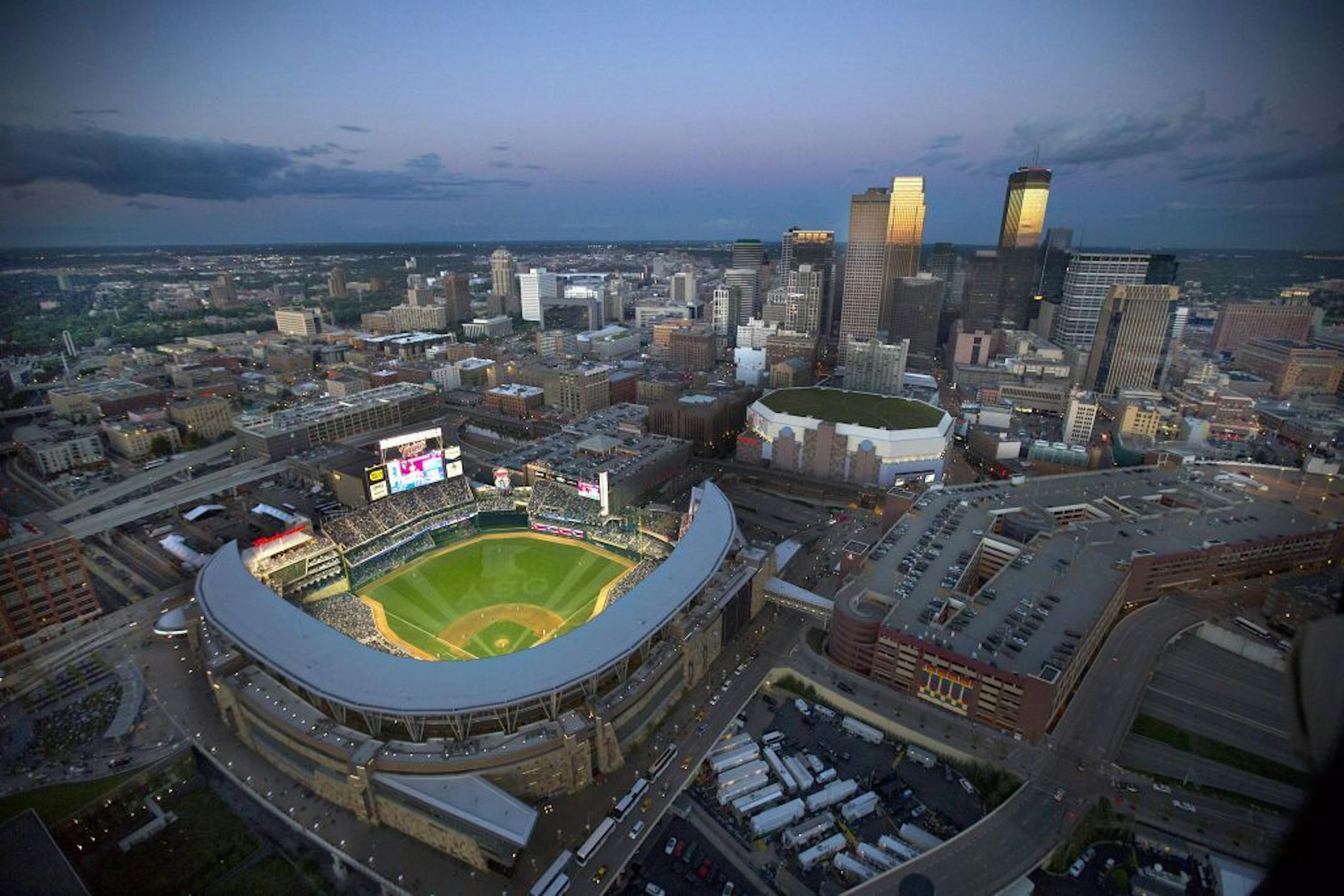 The 2014 Major League Baseball All-Star Game took place before a capacity crowd at Target Field, in the shadow of the Minneapolis skyline Tuesday, July 15, 2014.