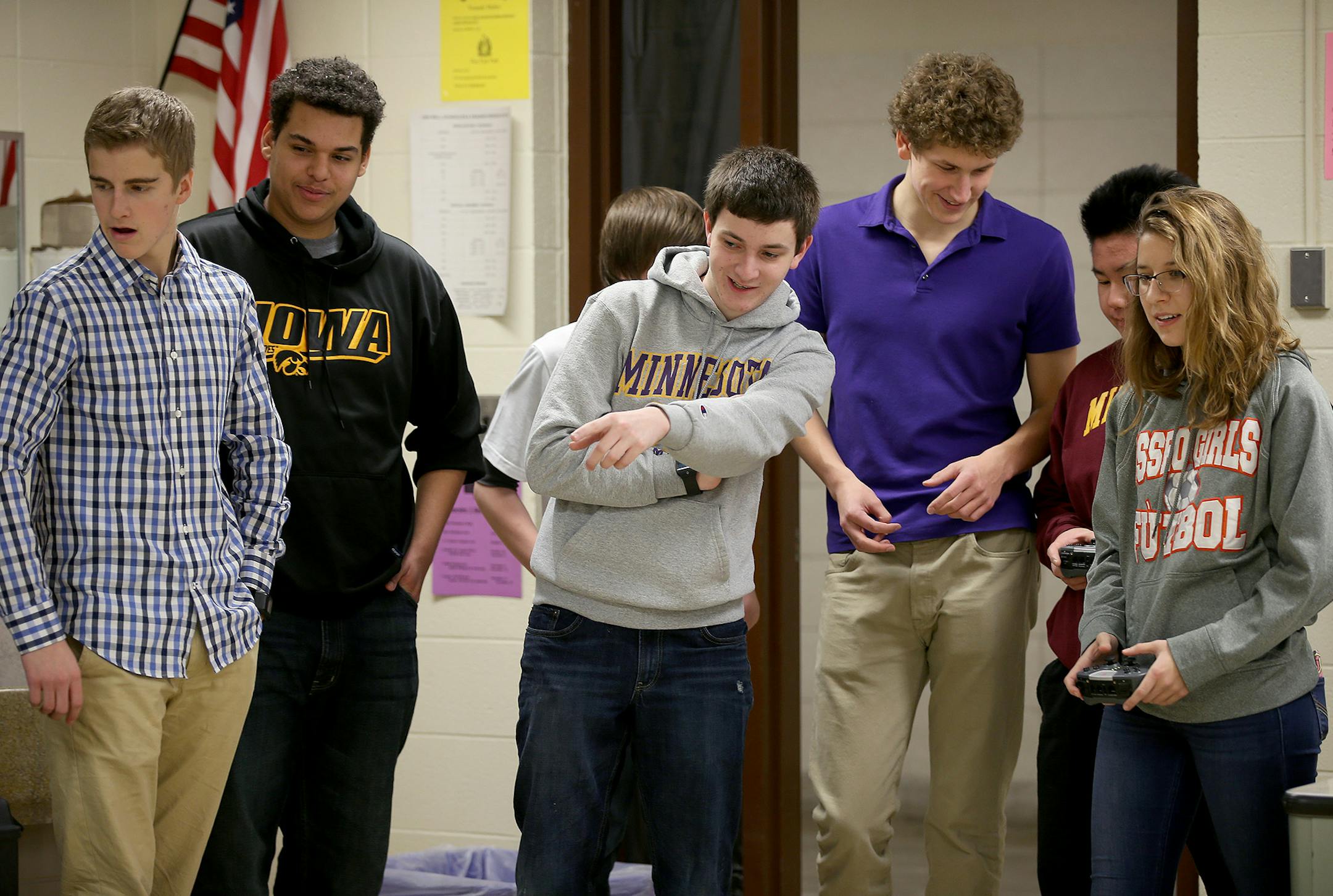 Osseo High School "Project Lead the Way" class tested their robotics projects at Osseo High, Monday, December 8, 2014 in Osseo, MN. ] (ELIZABETH FLORES/STAR TRIBUNE) ELIZABETH FLORES &#x2022; eflores@startribune.com