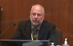 In this image from video, witness David Pleoger, a retired Minneapolis police sergeant, answered questions at Derek Chauvin’s trial on Thursday. 