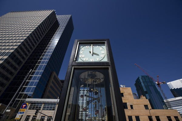 The Sculpture Clock on Nicollet Mall.