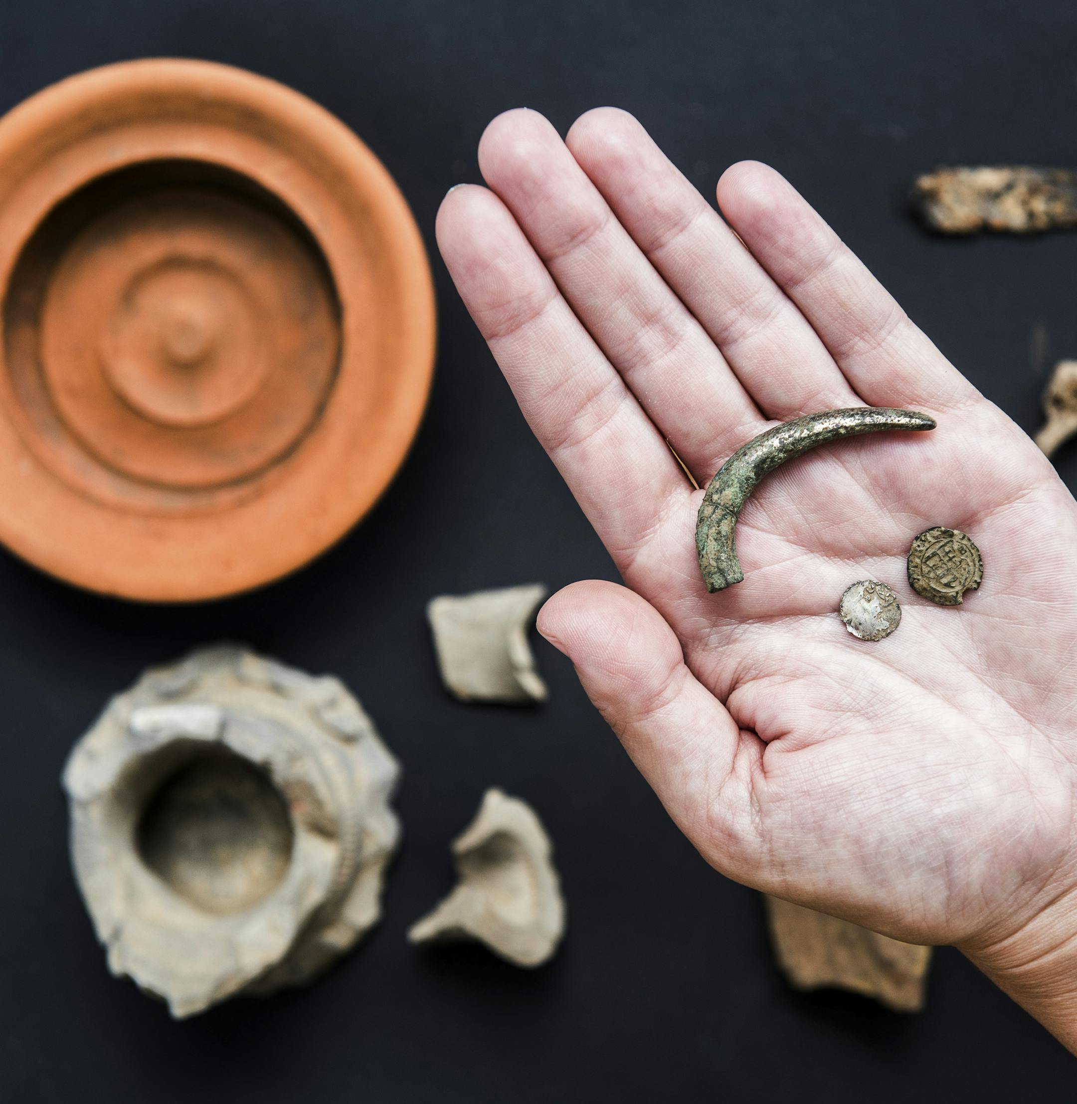 Objects found at the excavation site of a 16th-century encampment unearthed last fall near Szigetvar, Hungary, June 22, 2016. The site is believed to be where Suleiman the Magnificent spent his last night before 50,000 of his Ottoman soldiers sacked a nearby fortress defended by 2,500 Christians led by Miklos Zrinyi, a local Croatian-Hungarian nobleman. (Akos Stiller/The New York Times)