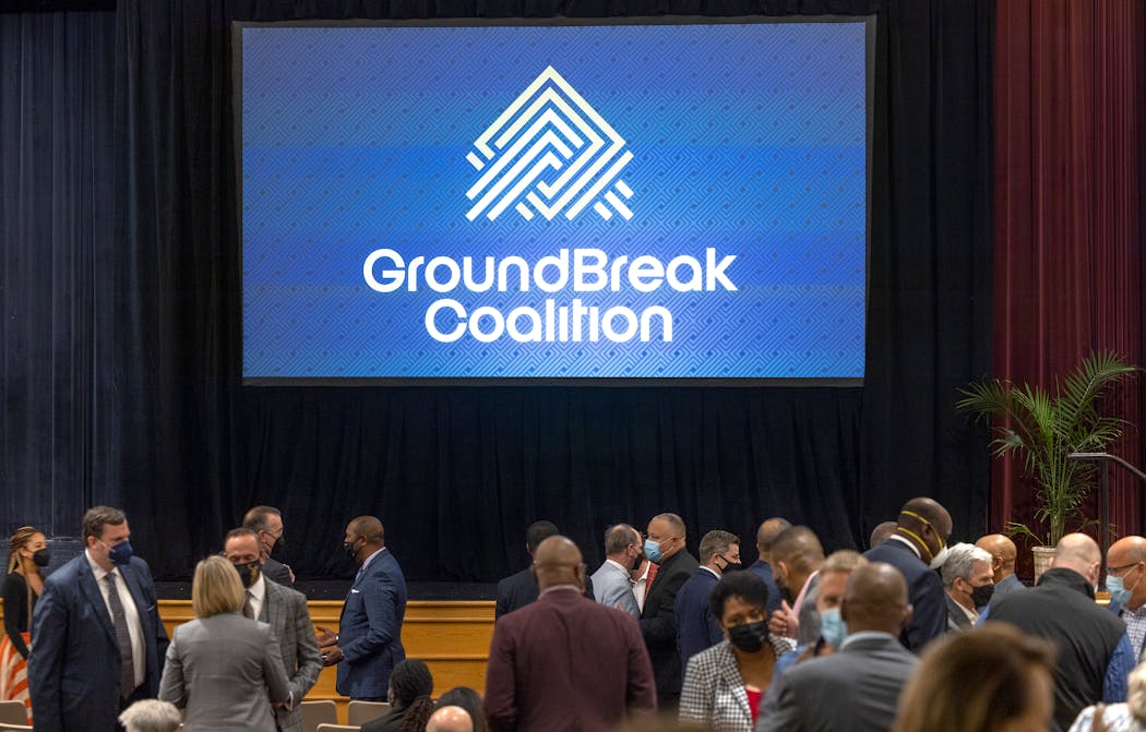 Corporate and civic leaders gathered for the launch of the GroundBreak Coalition in Minneapolis earlier this month. The McKnight Foundation pulled together government and business leaders to help finish the rebuilding areas damaged in the riots two years ago.