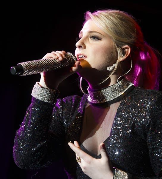 FILE - In this Friday, March 13, 2015, file photo, Meghan Trainor performs in concert at Irving Plaza in New York. Trainor announced on Instagram, Thu
