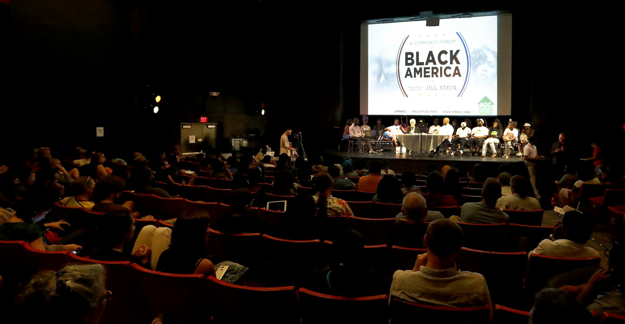 Green Party presidential candidate Jill Stein participated at a community conversation held at the Capri Theater in Minneapolis. ] CARLOS GONZALEZ cgonzalez@startribune.com - August 16, 2016, Minneapolis, MN, Capri Theater, Green Party presidential candidate Jill Stein will participate in a community conversation hosted by Neighborhoods Organizing for Change to discuss disparities facing black Minnesotans and Americans.