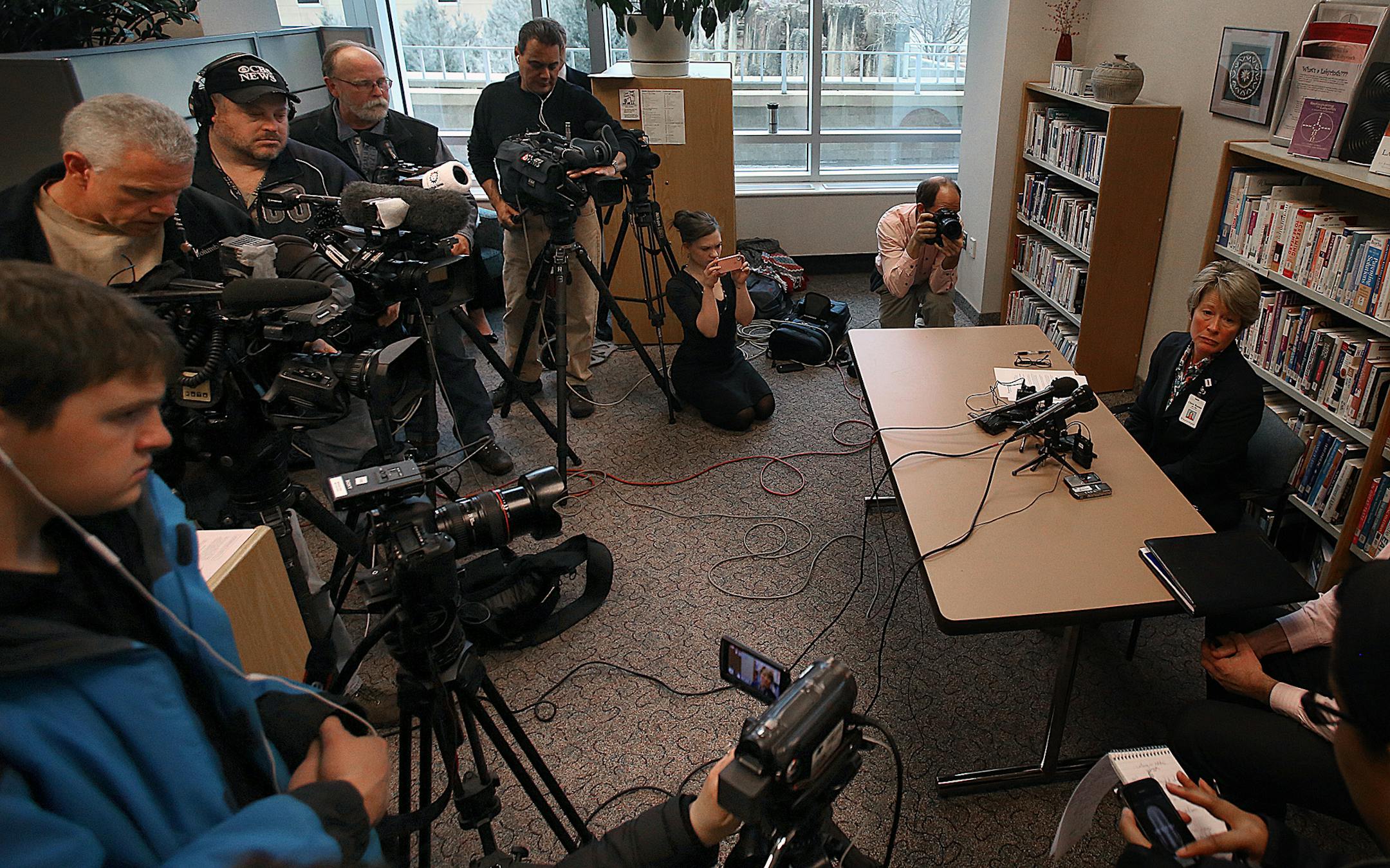 Chris Boese, chief nursing officer and vice president of patient care at Regions Hospital in St. Paul, talked at a news conference about the discovery Tuesday morning of the body of a baby by workers at a laundry service in Red Wing. ] (JIM GEHRZ/STAR TRIBUNE) / April 17, 2013 / 10:00 AM St. Paul, MN