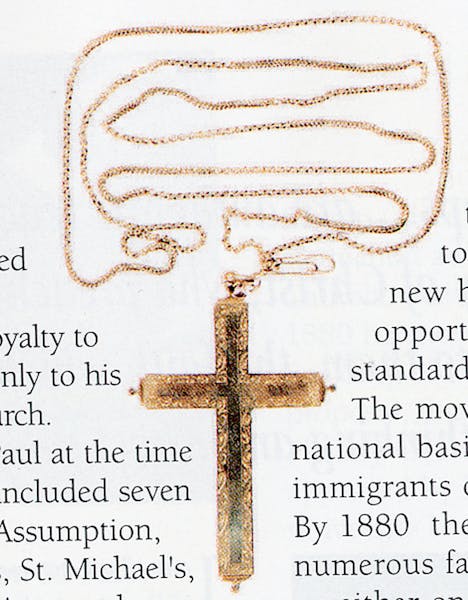 This pectoral cross of Archbishop John Ireland, who led area Catholics from 1884 to 1918, was also stolen.