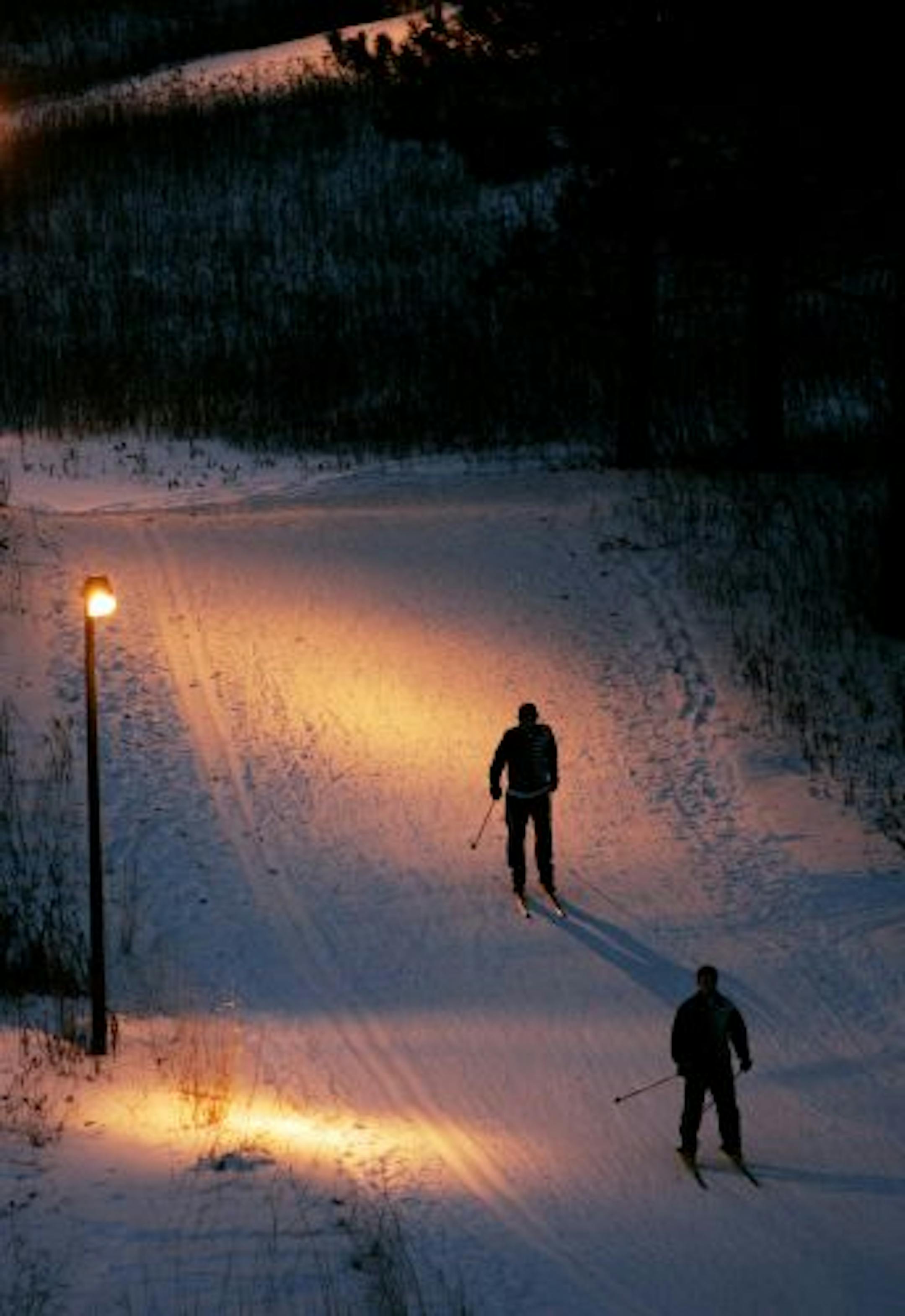 Skiers navigated the trails at Battle Creek Regional Park in St. Paul Friday, Jan. 4, 2008. The park offers a variety of cross-country trails, many of which are lit at night.