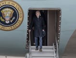 President Joe Biden makes a visit on Air Force One to tout his administration's investments in rural America.