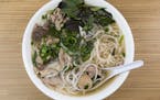 The #503, Pho Trap Cam (or the "Combo Pho") from Quang Restaurant, located at 2719 Nicollet Ave. It contains fresh sliced beef, meat balls, tripe, ric