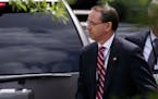 Deputy Attorney General Rod Rosenstein arrives for a meeting at the White House, Monday, May 21, 2018, in Washington. (AP Photo/Evan Vucci)