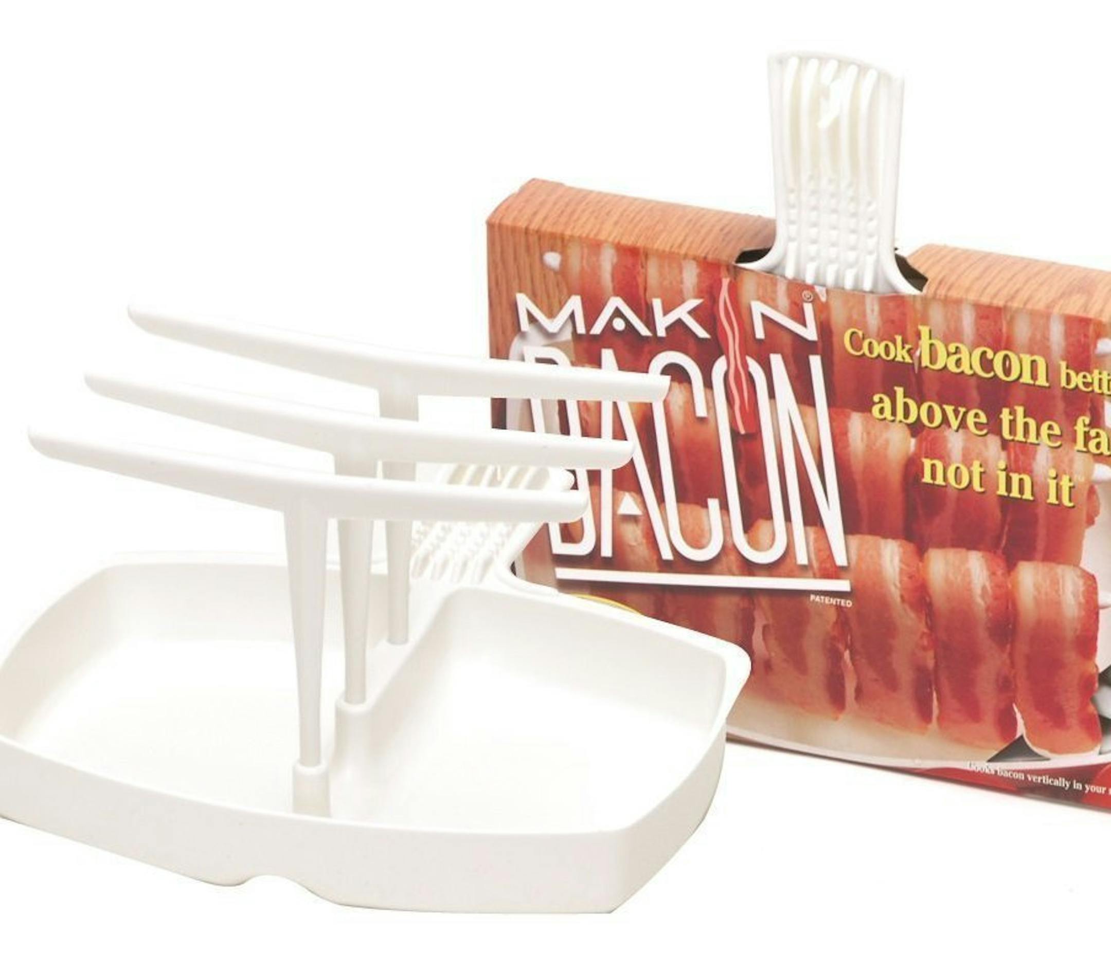 Abbey Flek and her dad, Jon, invented the Makin Bacon microwave cooker in the 1990s. They allege the Minnesota-based manufacturer is in danger of failing thanks to counterfeiters who sell cheap knockoffs using the same name on ebay and Alibaba.