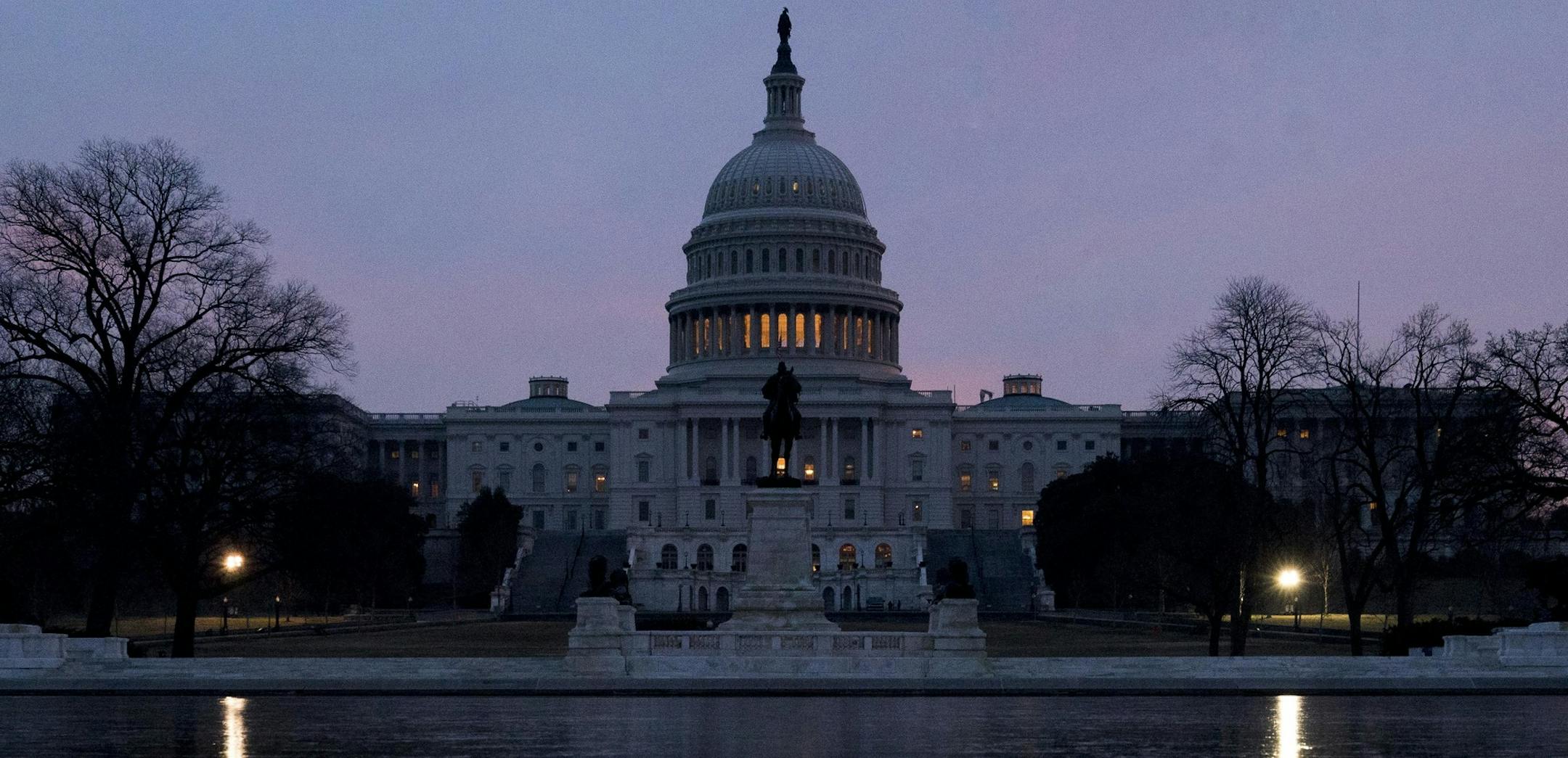 The Capitol Dome of the Capitol Building at sunrise, Friday, Feb. 9, 2018, in Washington. After another government shutdown, congress has passed a sweeping long term spending bill which President Donald Trump is expected to sign later this morning. (AP Photo/Andrew Harnik)