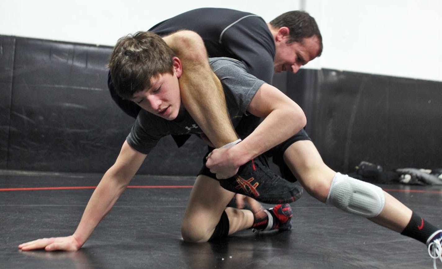 Profile of high school wrestler Mitchell McKee working out at Pinnacle Club Wrestling with co-owner Brandon Paulson.
(MARLIN LEVISON/STARTRIBUNE(mlevison@startribune.com