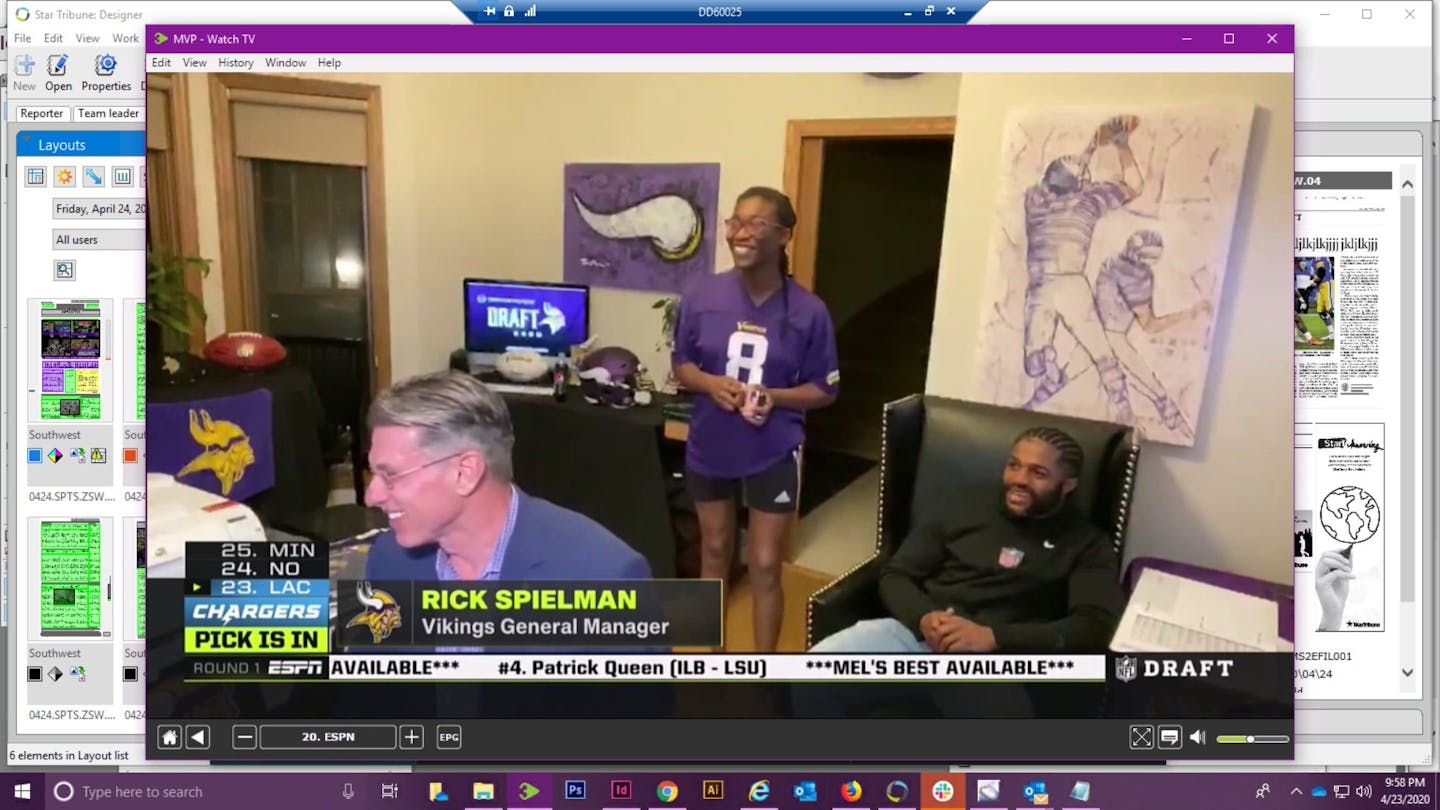 Vikings General Manager Rick Spielman worked the NFL draft from his home.