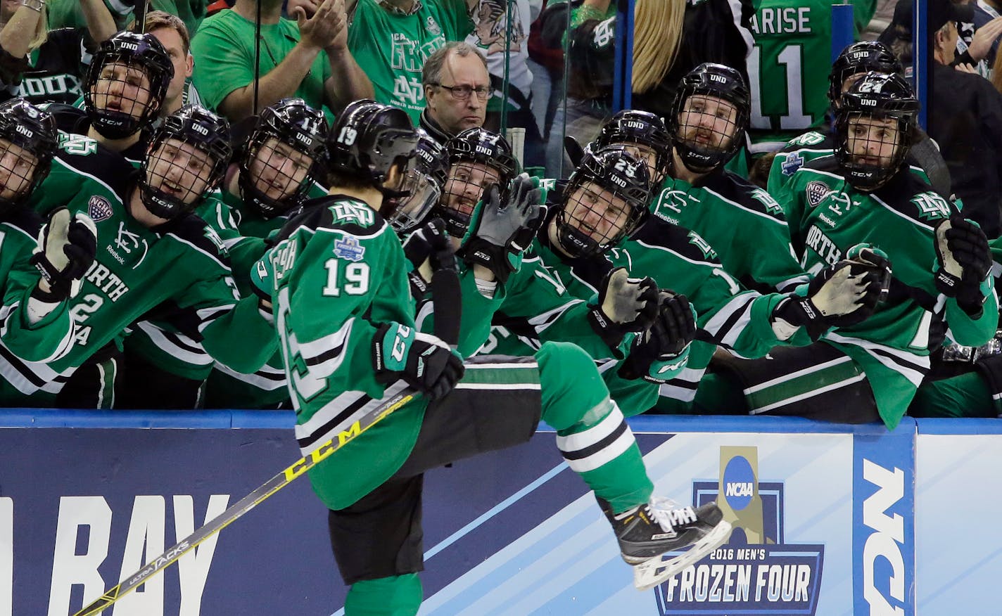 Shane Gersich and the Fighting Hawks were in the Frozen Four in 2016, but will have to find some extra scoring punch against Omaha to keep this season alive.