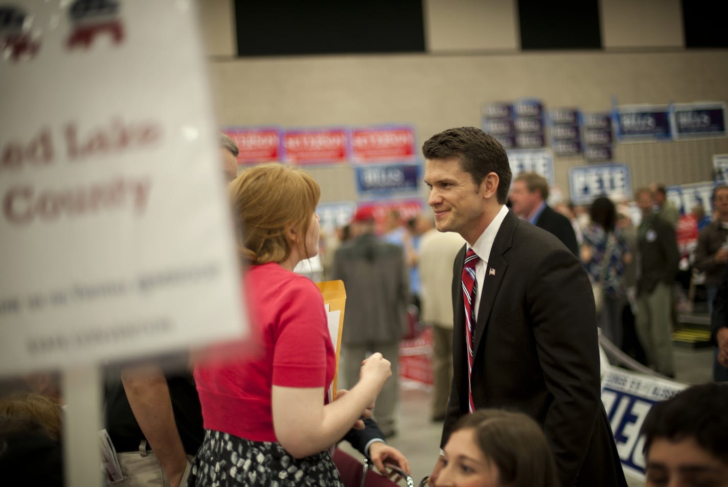 U.S. Senate hopeful Pete Hegseth worked the room at the Minnesota GOP Convention in the St. Cloud Convention Center, Friday, May 18, 2012.