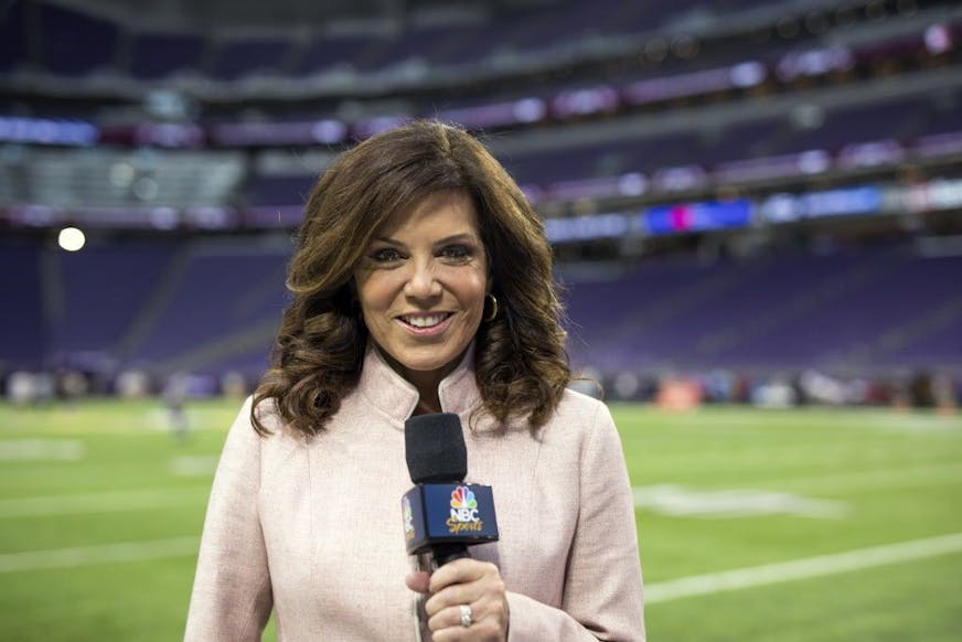 Michele Tafoya, sideline reporter for NBC Sunday Night Football, lives in Edina with her husband and two children. Tafoya recently joined Tom Barnard on the popular KQ Morning Show.