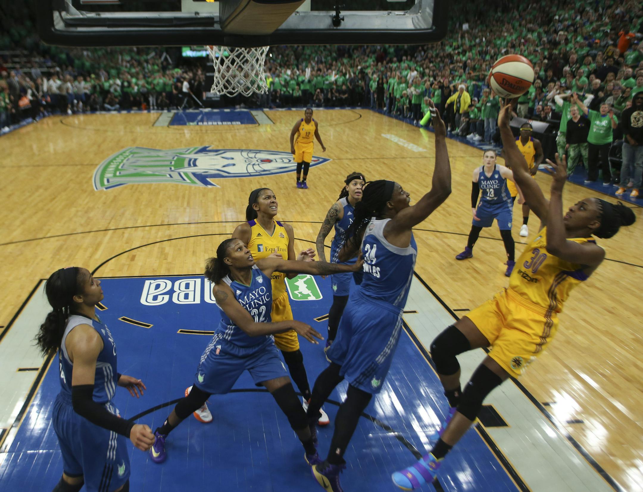 Los Angeles Sparks forward Nneka Ogwumike (30) hit the winning basket with just seconds left in the game. ] JEFF WHEELER &#xef; jeff.wheeler@startribune.com The Minnesota Lynx lost to the Los Angeles Sparks 77-76 in the winner-take-all Game 5 of their WNBA Finals series Thursday night, October 20, 2016 at Target Center in Minneapolis.