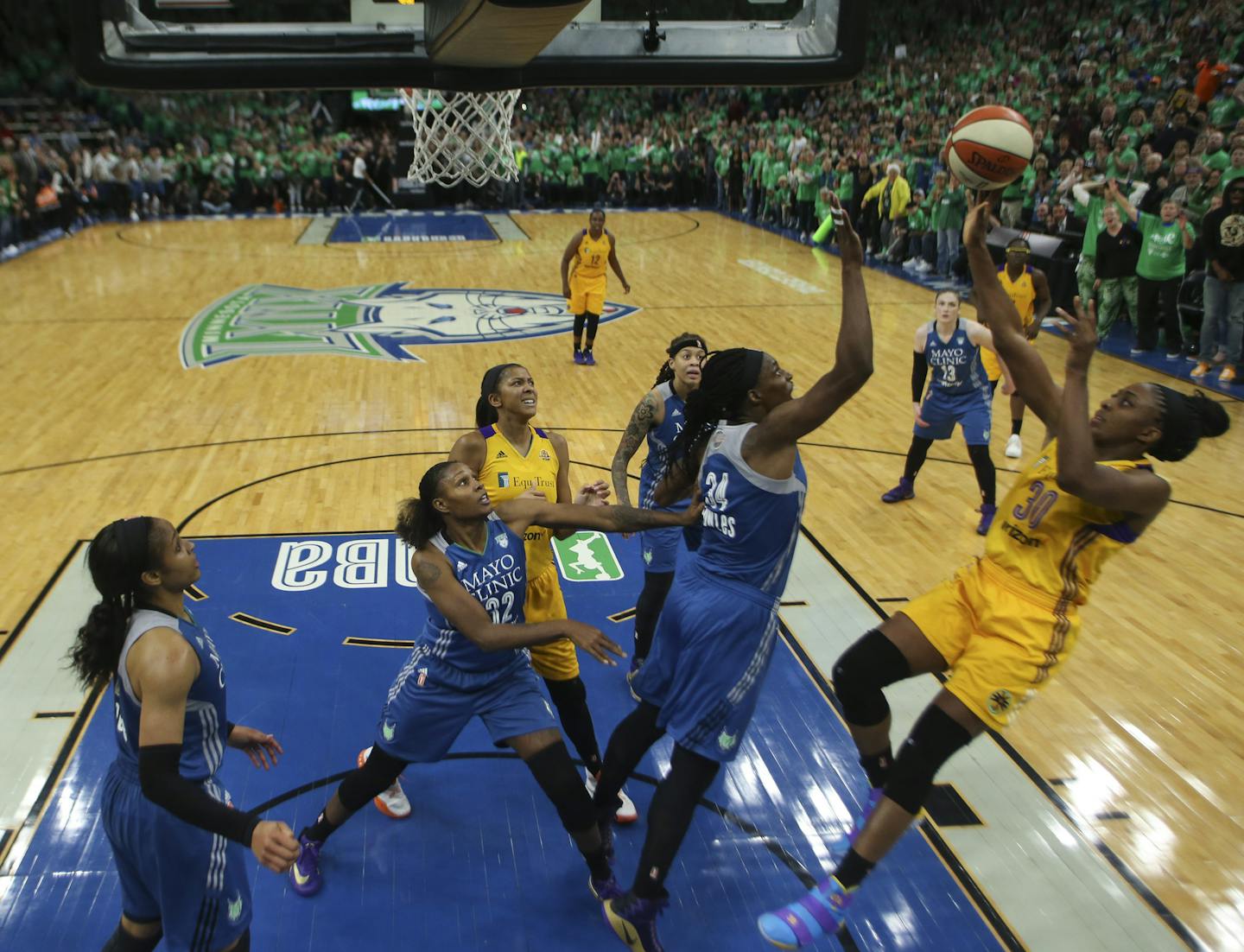 Los Angeles Sparks forward Nneka Ogwumike (30) hit the winning basket with just seconds left in the game. ] JEFF WHEELER &#xef; jeff.wheeler@startribune.com The Minnesota Lynx lost to the Los Angeles Sparks 77-76 in the winner-take-all Game 5 of their WNBA Finals series Thursday night, October 20, 2016 at Target Center in Minneapolis.