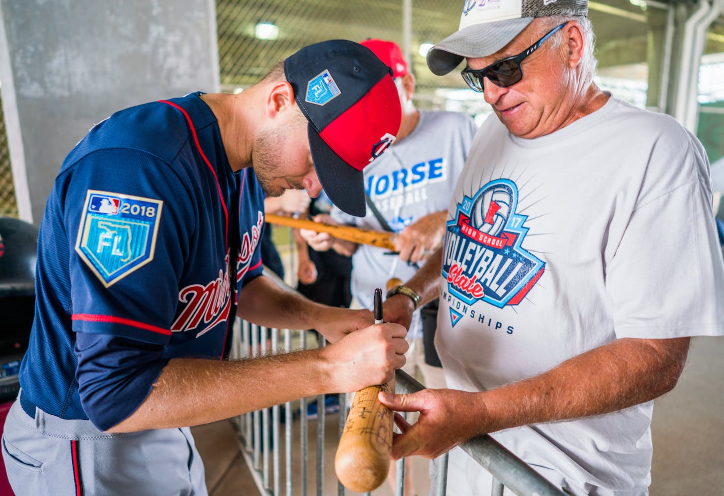 Just-traded Jake Odorizzi got right to work endearing himself to Twins fans, signing a bat for Terry Finley of Finland, Minn.