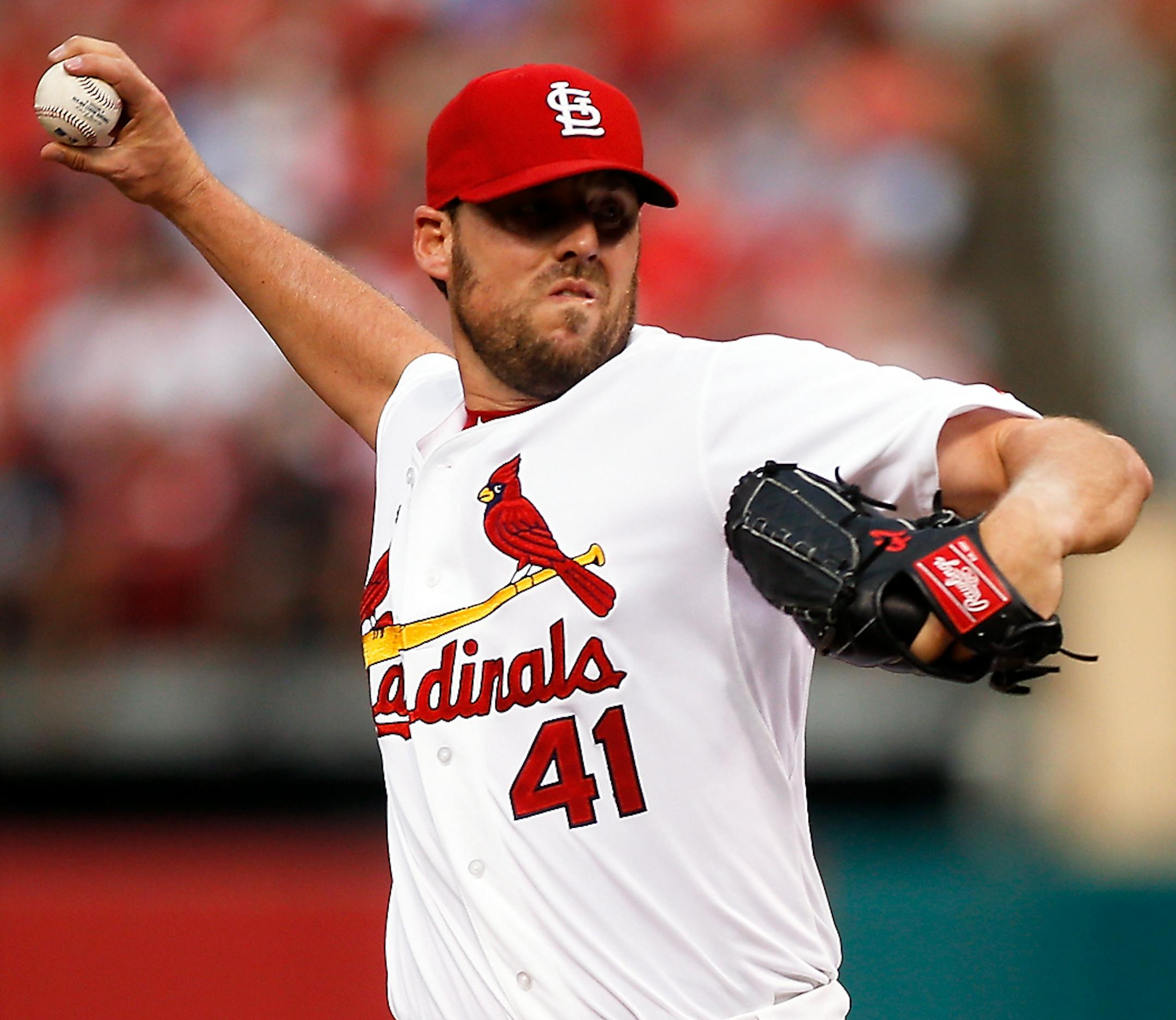 St. Louis pitcher John Lackey throws during the second inning against the Twins Monday.