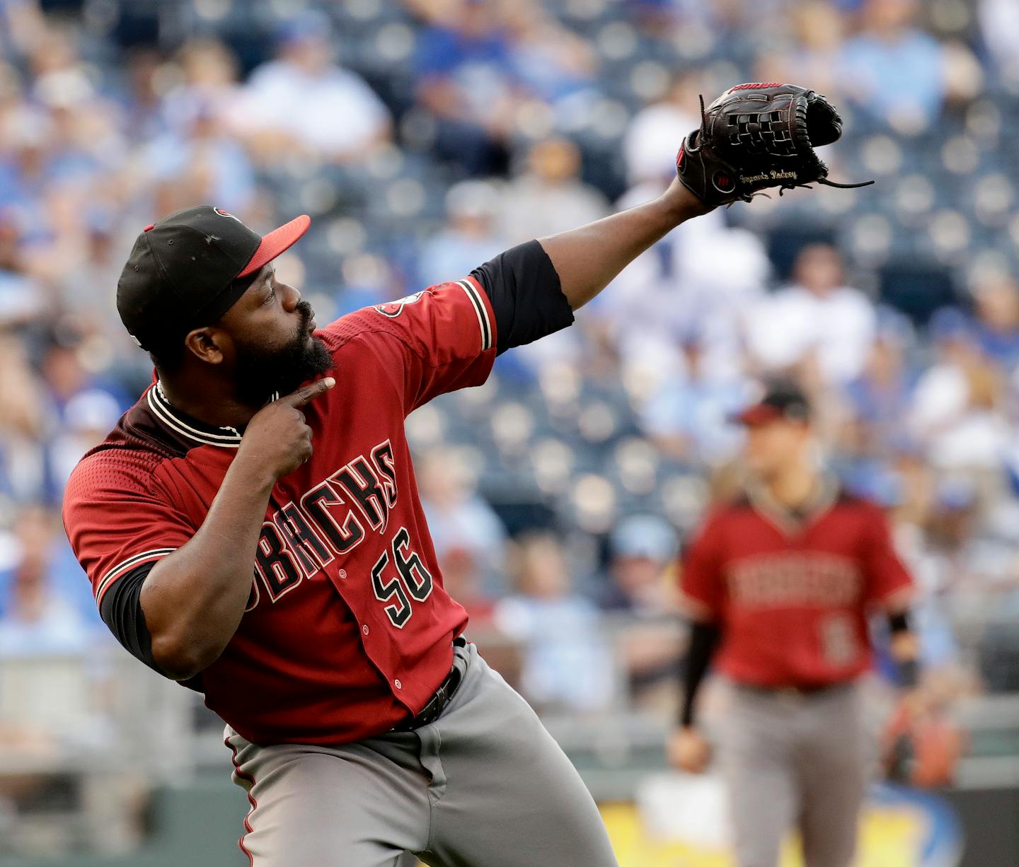 Arizona Diamondbacks relief pitcher Fernando Rodney celebrates after a game against the Kansas City Royals on Oct. 1. Rodney, 40, will sign with the Twins for 2018