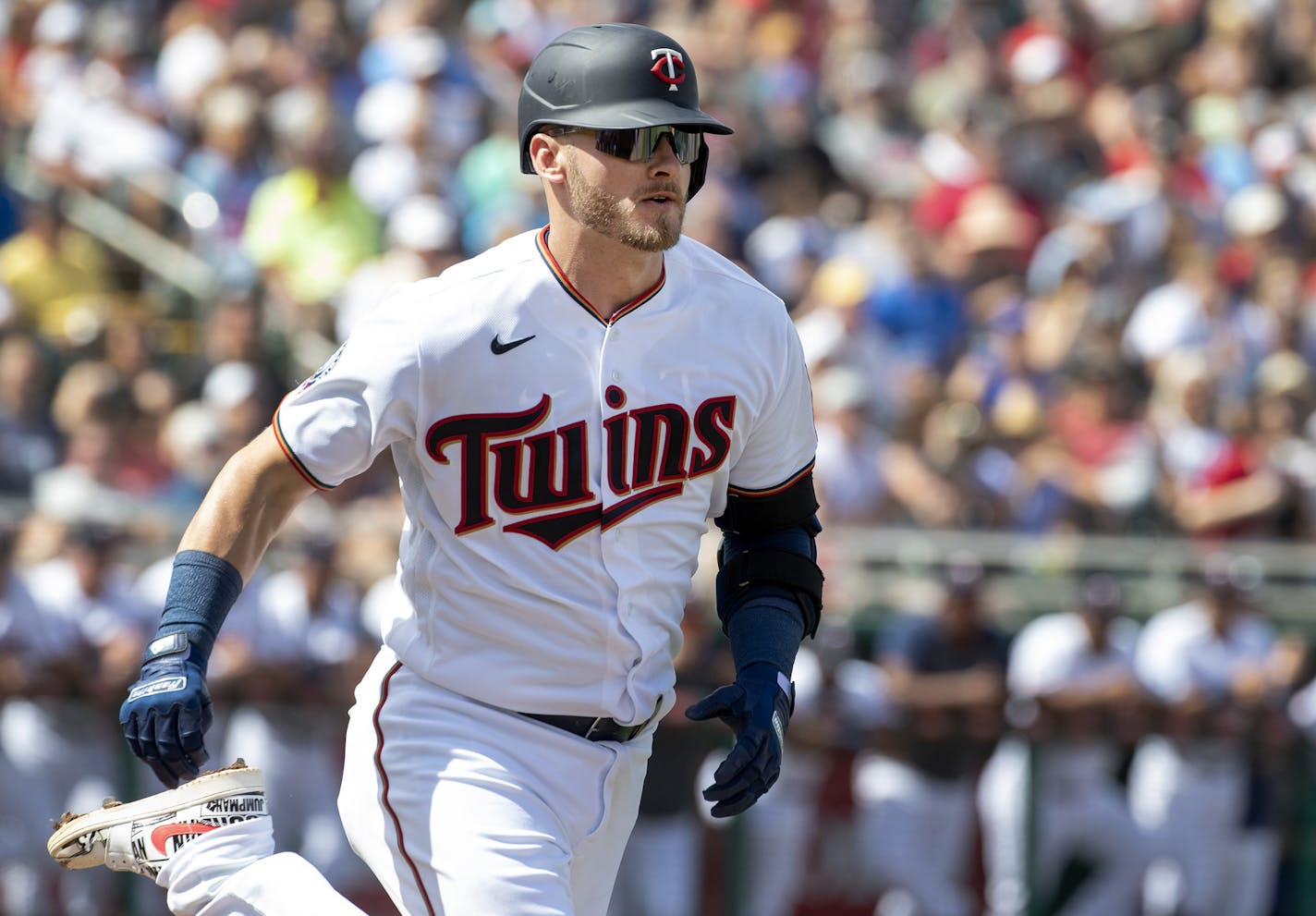 Twins third baseman Josh Donaldson ran to first during a spring training game this week.