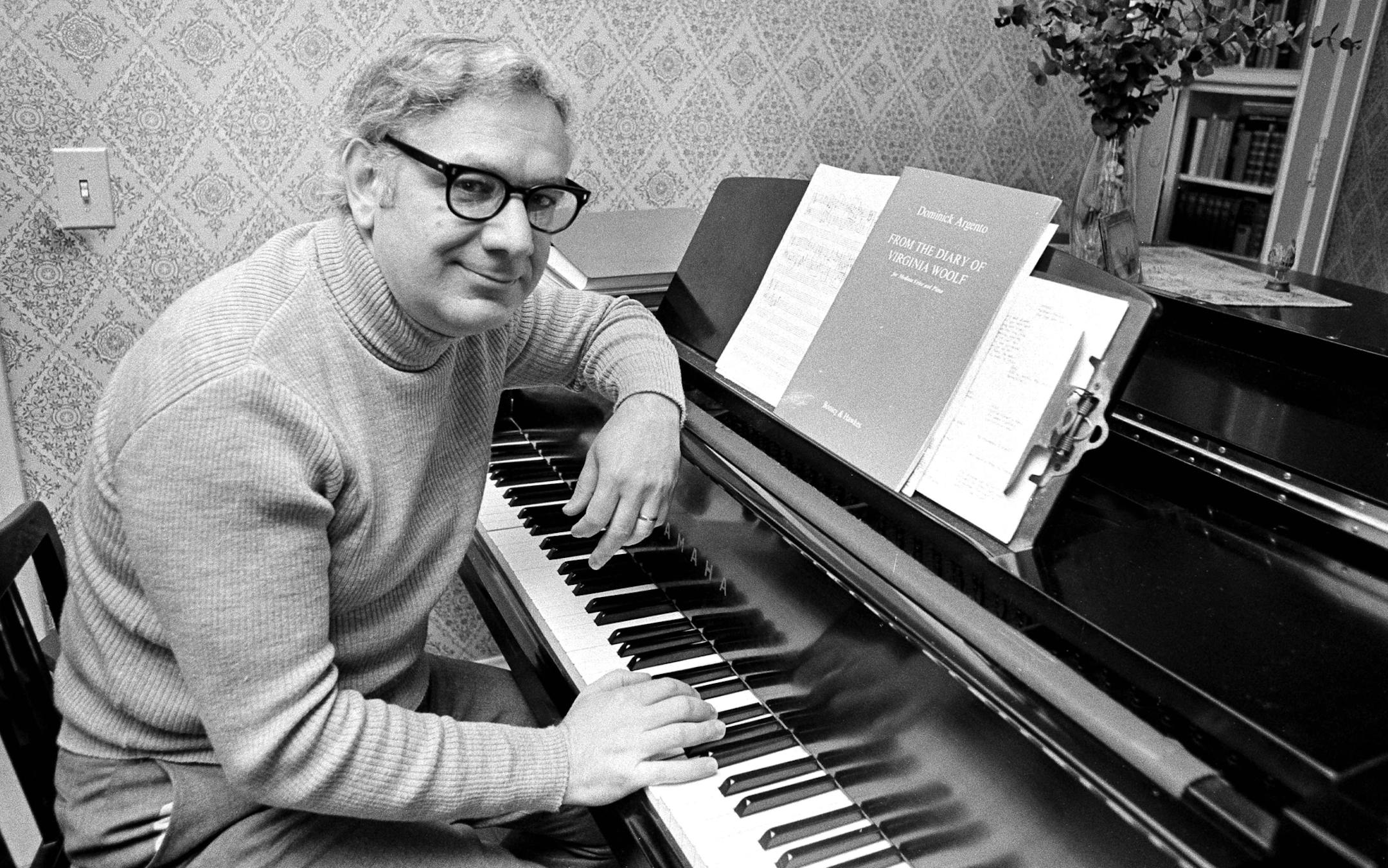 Dominick Argento at his home after winning the Pulitzer Prize in 1975.