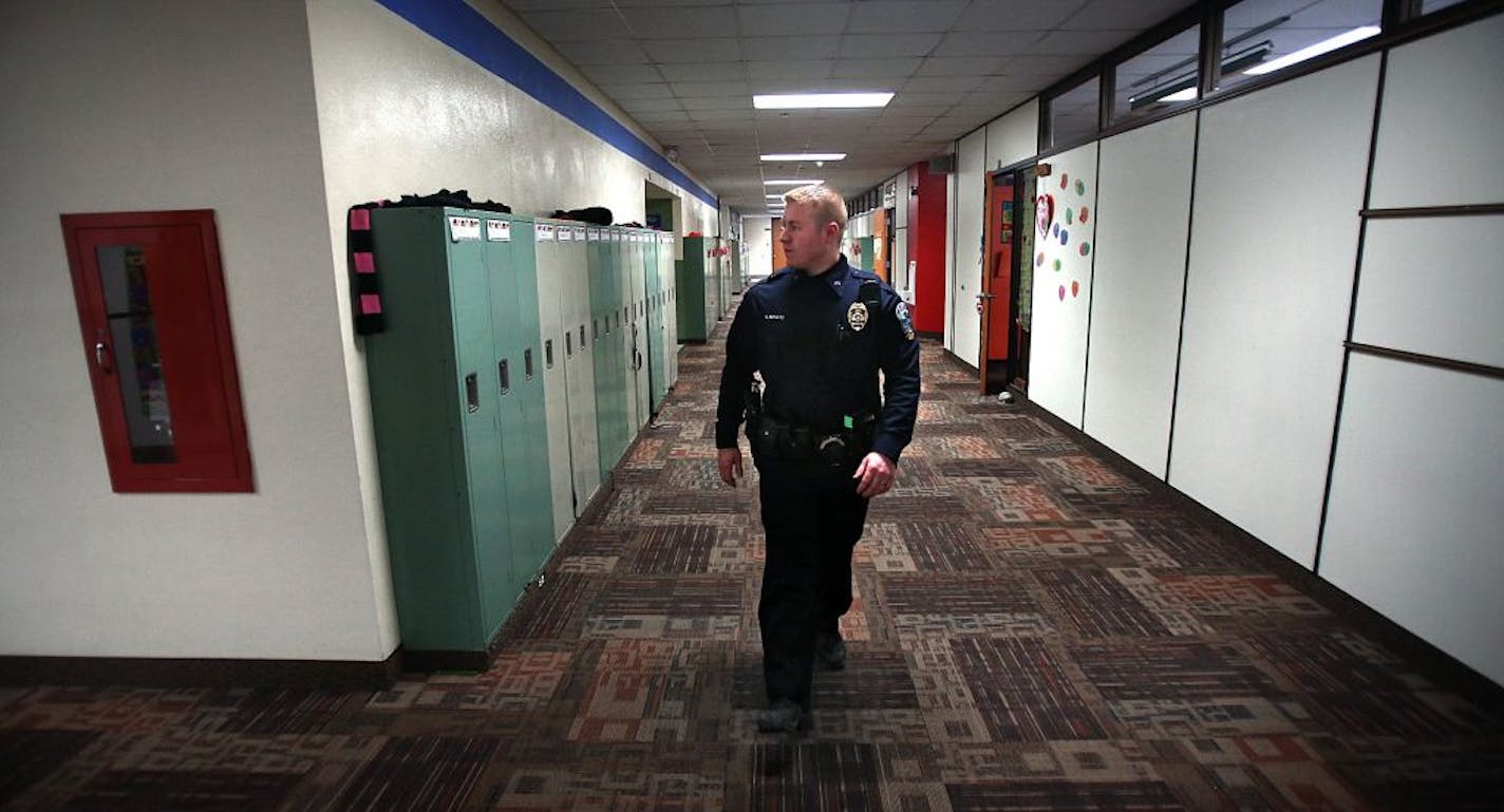 Jordan police officer Shane Schultz recently visited Jordan Elementary school, where the Jordan Police Department will soon have one of their new offices.